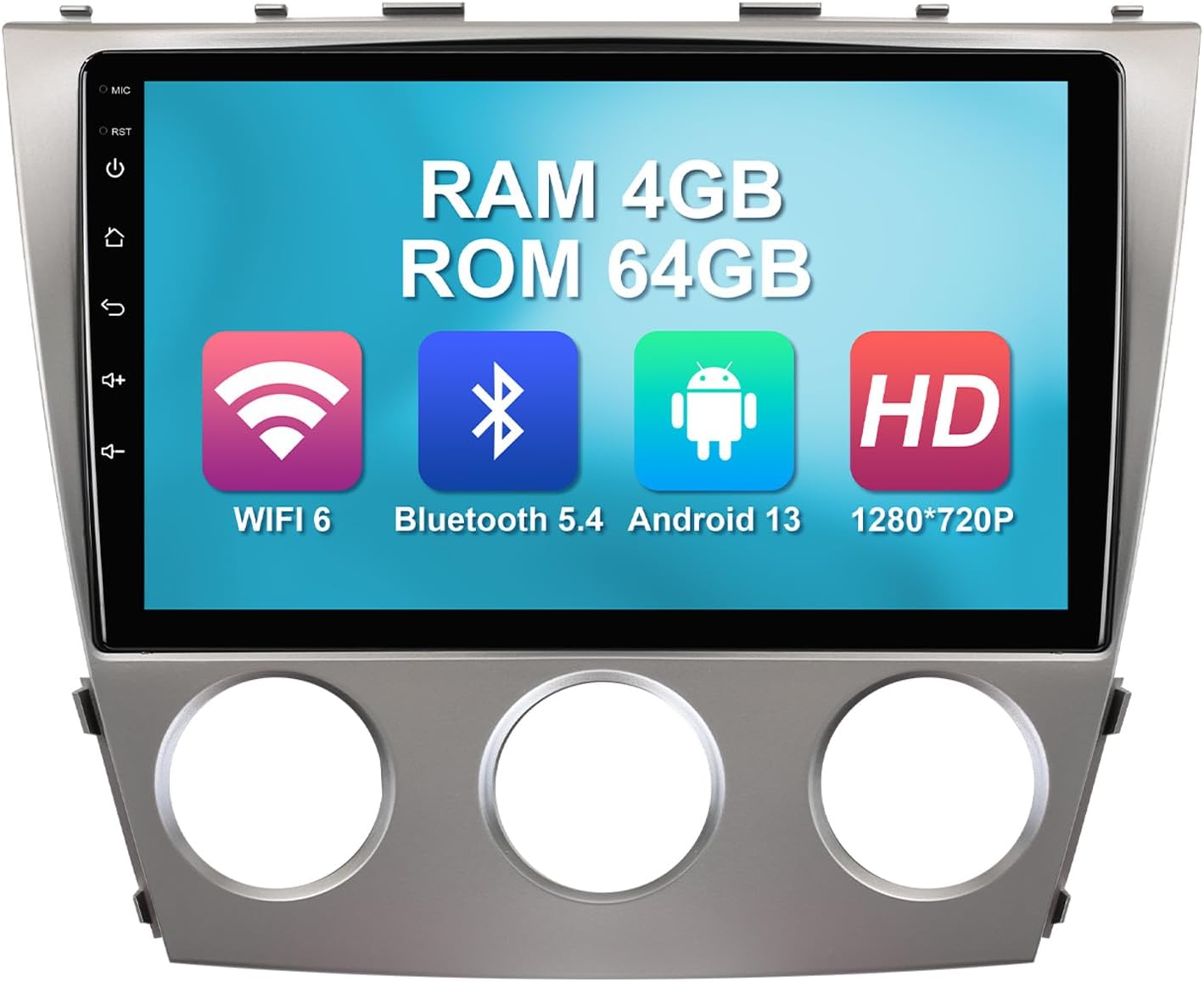 (Manual A/C) 4+64G 10.1-inch Android 13 WiFi6 Car Radio for Toyota Camry 2006-2011 IPS Touchscreen Screen Bluetooth 5.4 Car Stereo with Carplay & Android Auto Support Backup Camera FM SWC