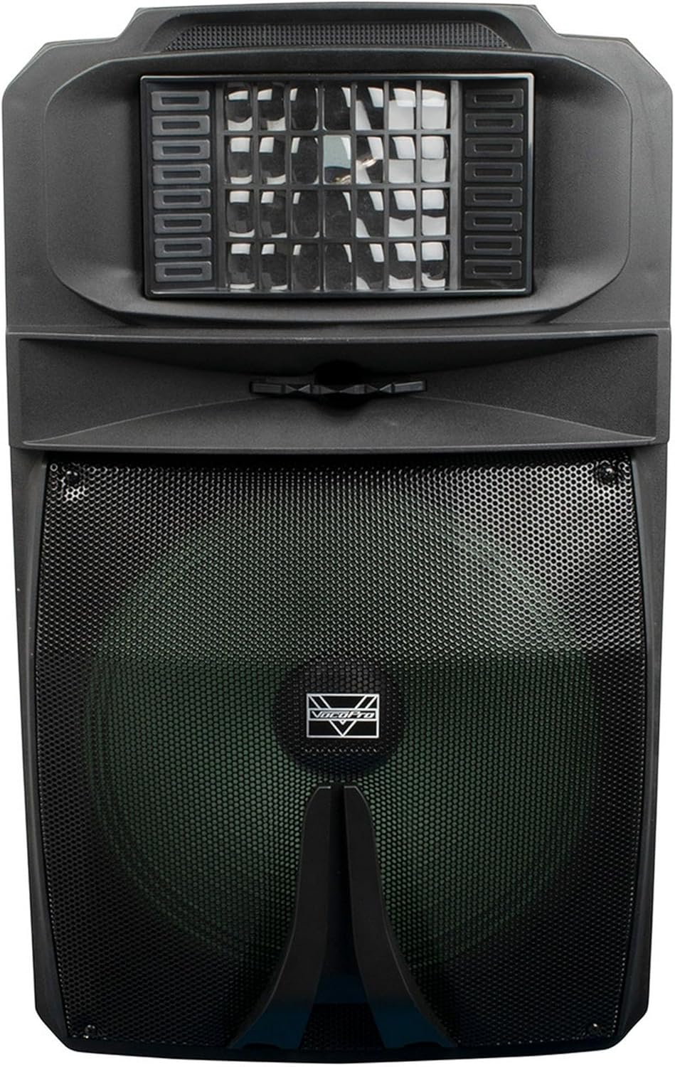 VocoPro 2000W PA System with Two Digital Wireless Vocal Microphones, Eight Channel Mixer with DSP Vocal Effect and Two 15-inch Powered Speakers with Build-in Derby Light.