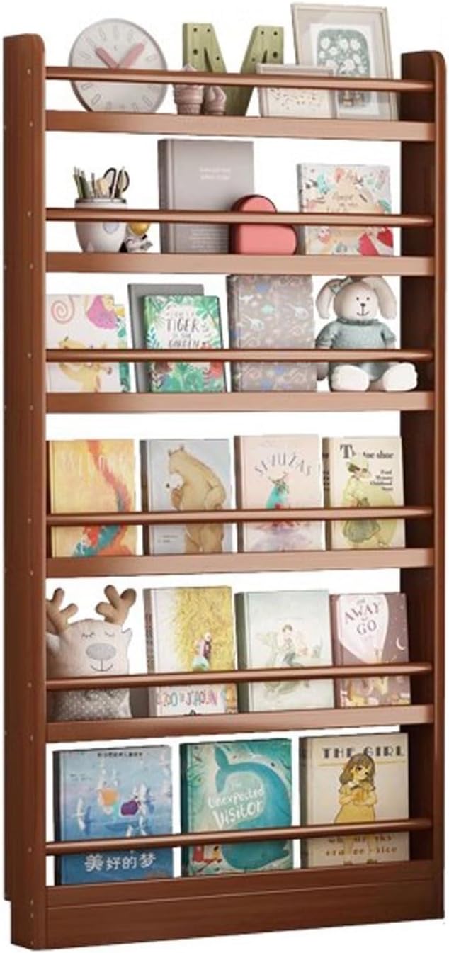 Behind Door Storage Cabinet - 5 6 Tiered Wooden Shelf for Books, Floor Mount Tall Thin 10cm Bookshelf Modern Vertical Open Shelf Bookcase for Bedroom, Living Room, Home Office(23.6