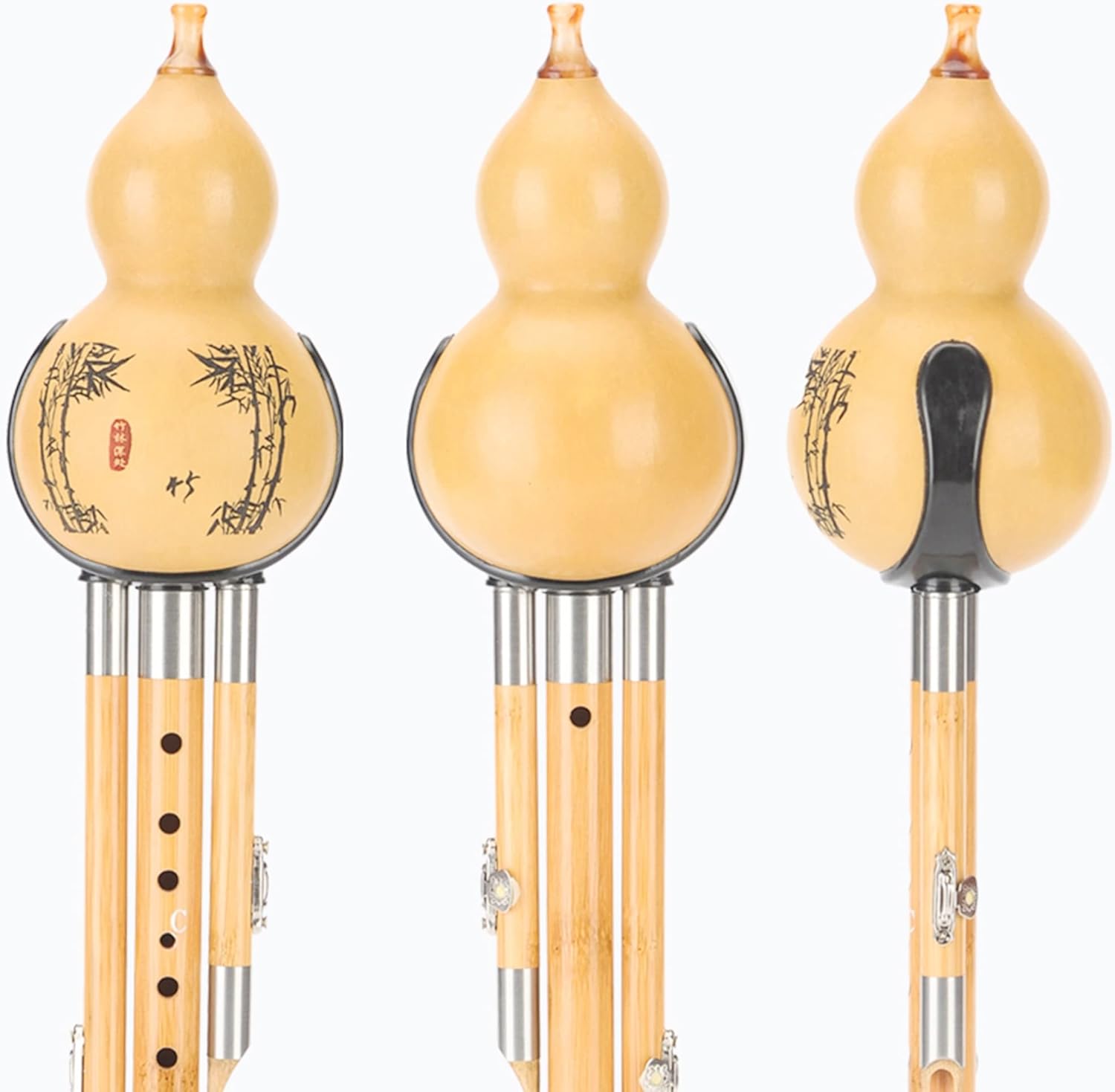 Hulusi Cucurbit Flute Anti Fall, Professional Can Be Split, Gourd Flute for Beginners，Easy to Learn Cucurbit Flute Ethnic Musical Instruments，Natural Purple Bamboo Woodwind