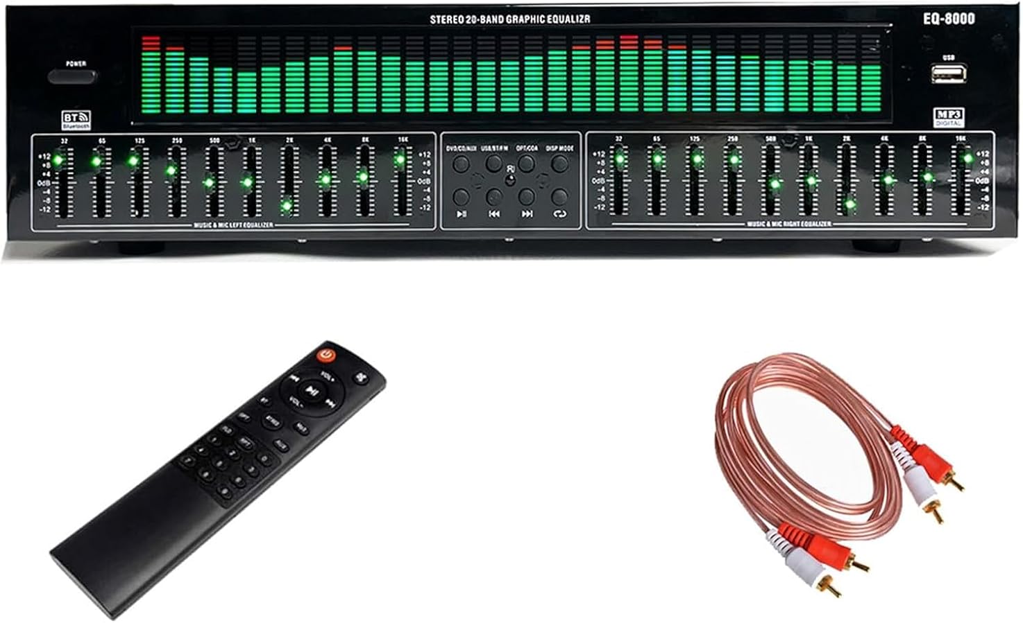 31-Band Digital Equalizer, Stereo Graphic EQ with Dual Channel Synchronized Control, Bluetooth 5.4 Optical, with Noise Reduction, for Recording Studio, KTV Venues, Music Studios, and DJ Equipment