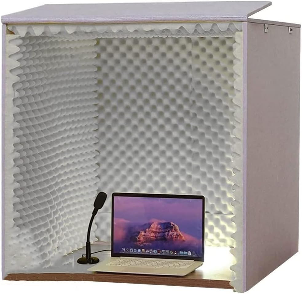 Portable Soundproof Recording Booth, Acoustic Foam Shield for Clear Vocals & Audio, Essential Desktop Studio Equipment - Professional Sound Dampening (Gray)