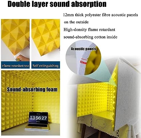 Soundproof Booth Portable Recording Booth Home Studio Booth Desktop Soundproof Cover Simple Isolation Shield Vocal Absorbing Shield Microphone Isolation Shield (Yellow 80 *