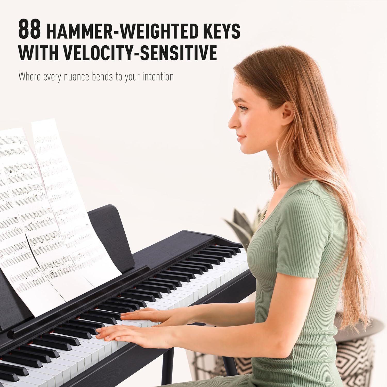 ALLSET Ligins 88-Key Digital Piano with Hammer Action | Professional Full Weighted Keyboard Electric Piano for Beginners, Dual Stereo Speakers, 3-Pedal, USB/MIDI Connectivity | Home Studio & Stage Use