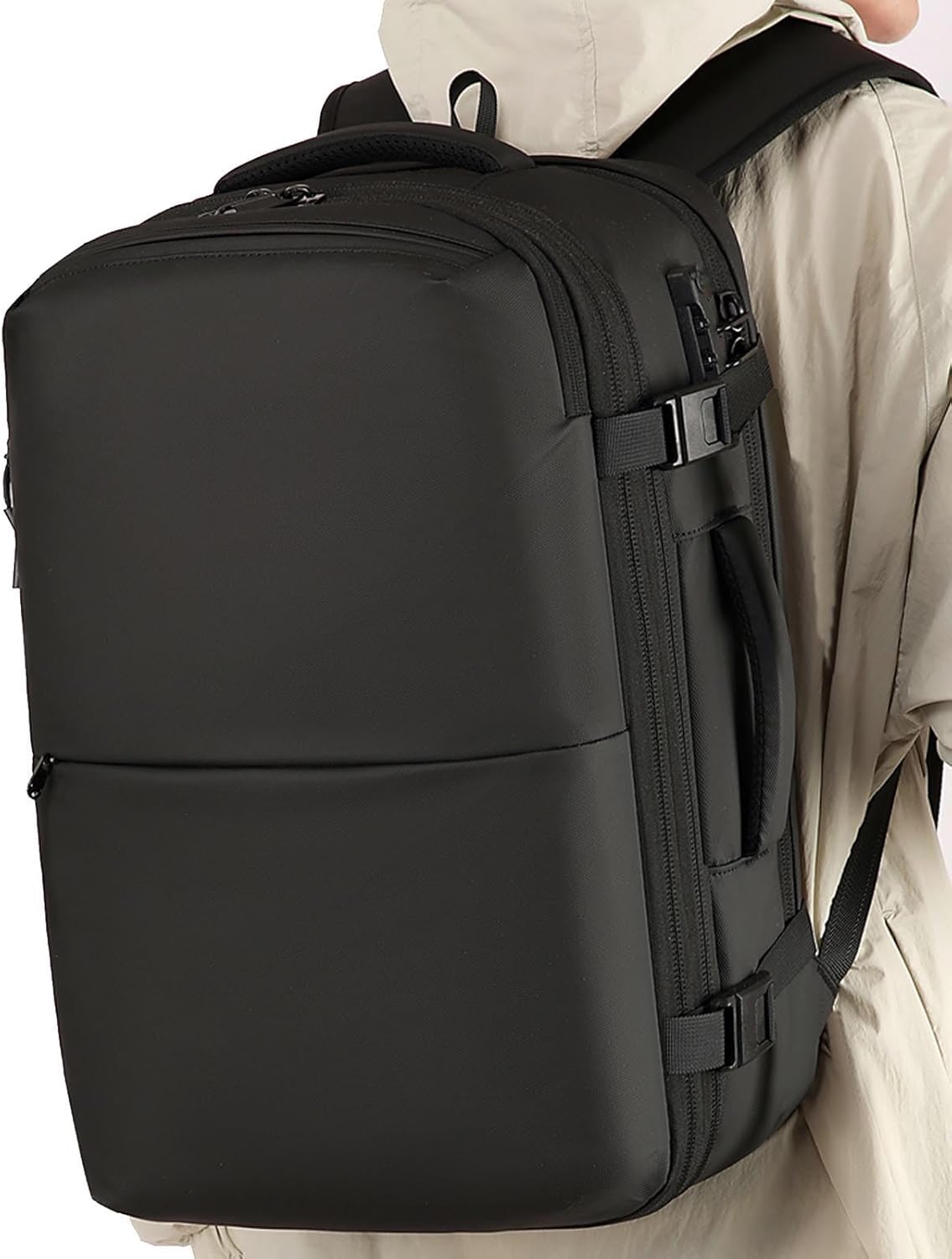 Vacuum Backpack, 32 to 40L Water Proof Wet & Dry Separation Expandable Laptop Backpack with Password Lock Pump Anti Theft Pocket for Travel Business 18.9x12.2x9.1in