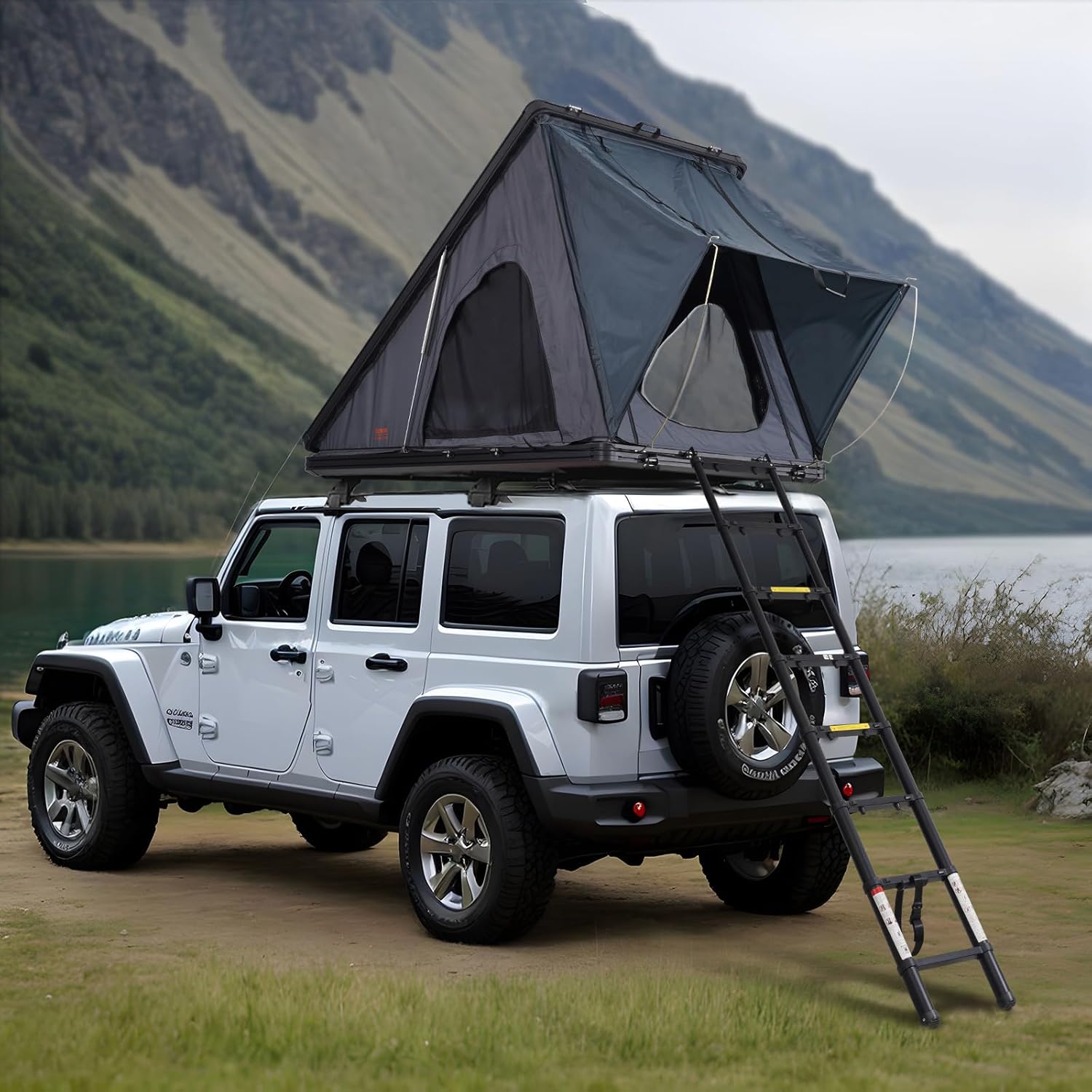 VEVOR Rooftop Tent Hard Shell, Roof Top Tent for Car SUV Truck Jeep Van Camping, Roof Tent with Telescopic Ladder Thick Mattress & LED Strip Light, 2-3 Person Family Camping Tent
