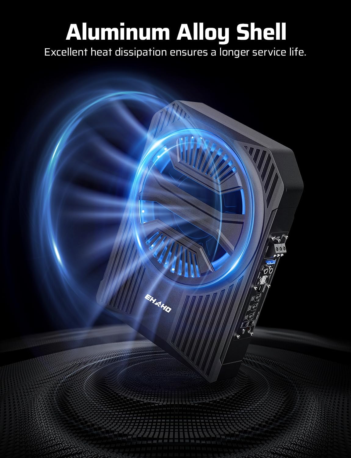 Ehaho Slim Under Seat Subwoofers with AMP, 10 inch Powered Subwoofer with Amplifier and RGB Lights, APP and Remote Control for Music Sync and Lighting Chasing Effects, Car Truck Audio Subwoofer