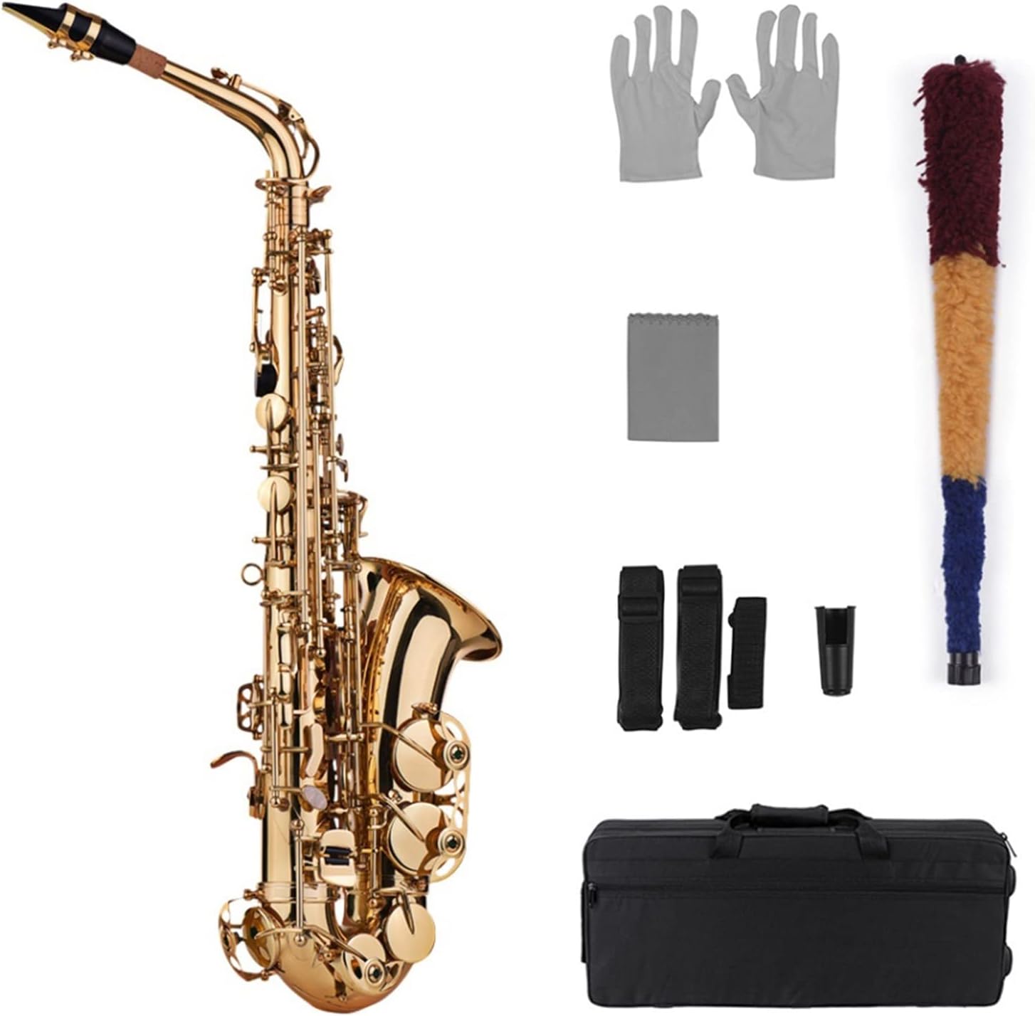 EB Alto Saxophone Brass Lacquered Gold 802 Key Type Woodwind Instrument with Case