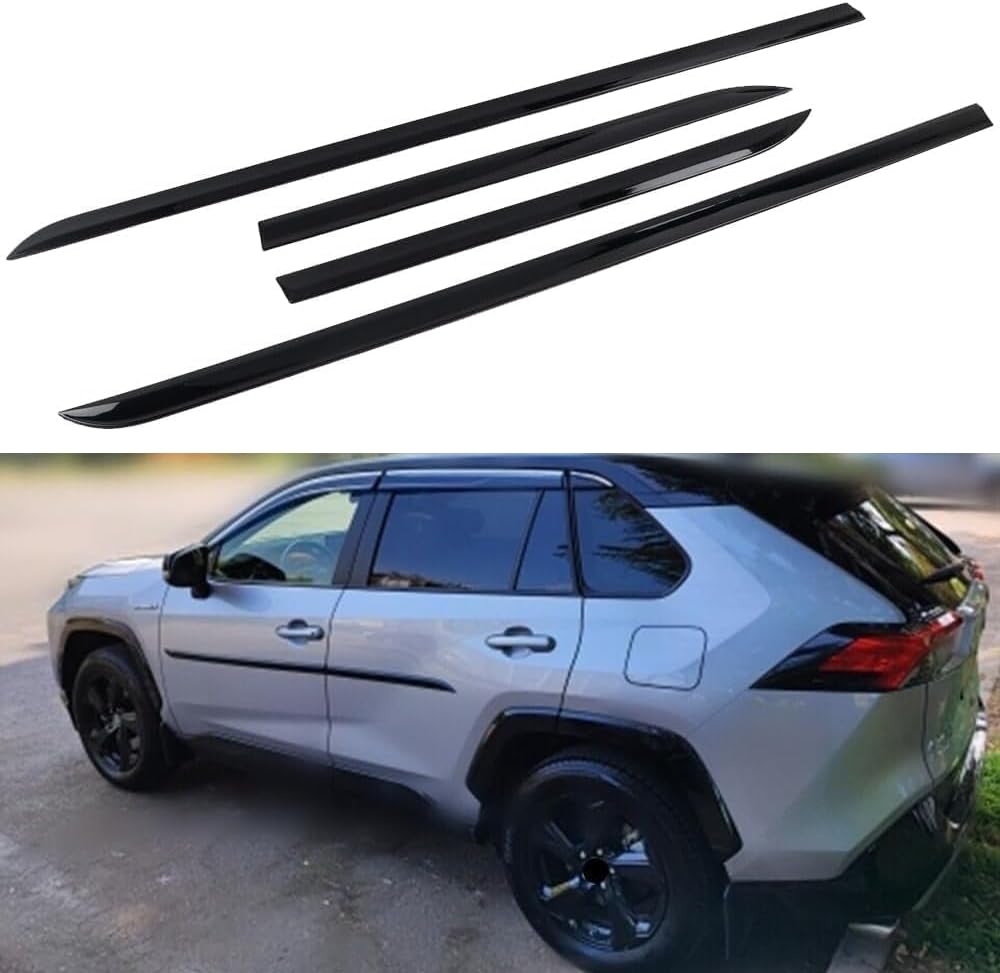 L2R Glossy Black Exterior Side Door Body Molding Bump Protector Edge Stripe Decorative Cover Trim 4pcs for Toyota RAV4 2019 2020 2021 2022 2023 2024
