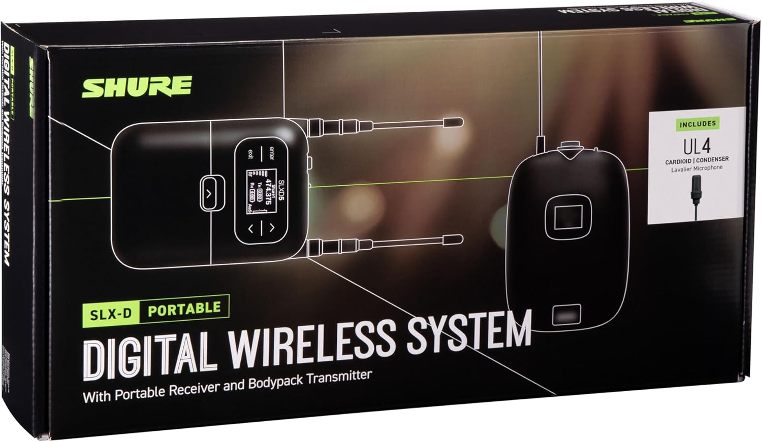 Shure SLXD15/UL4B Portable Digital Wireless System with SLXD1 Bodypack Transmitter, SLXD5 Single Channel Receiver and UniPlex UL4B Cardioid Lavalier Microphone | H55 Band (SLXD15/UL4B-H55)
