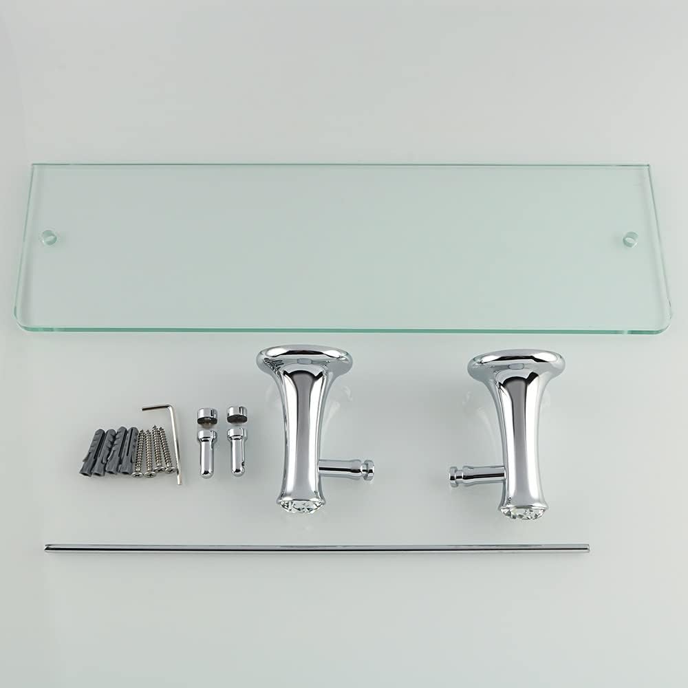 Shower Caddy 40cm Bathroom Glass Shelf, Bath Shower Glass Holder, Stainless Steel Storage Rack, Wall Mount Shelf Bathroom Shelves Accessories Bathroom Organizer