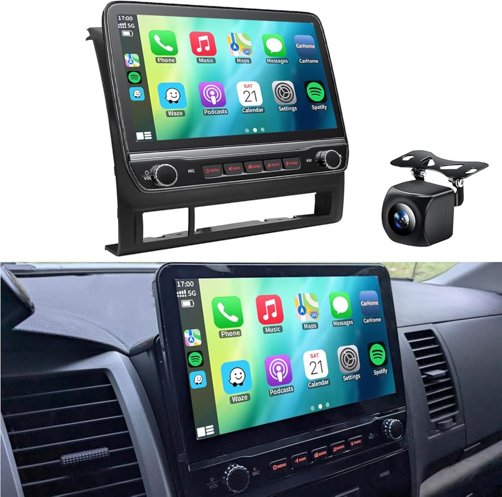 10.1 inch Car Radio Stereo Upgrade for Toyota Tacoma 2005-2015 with Android13/5G WiFi/Wireless CarPlay/Android Auto/Touch Screen/GPS Navigation/BT/FM Backup Camera Physical Button Knob
