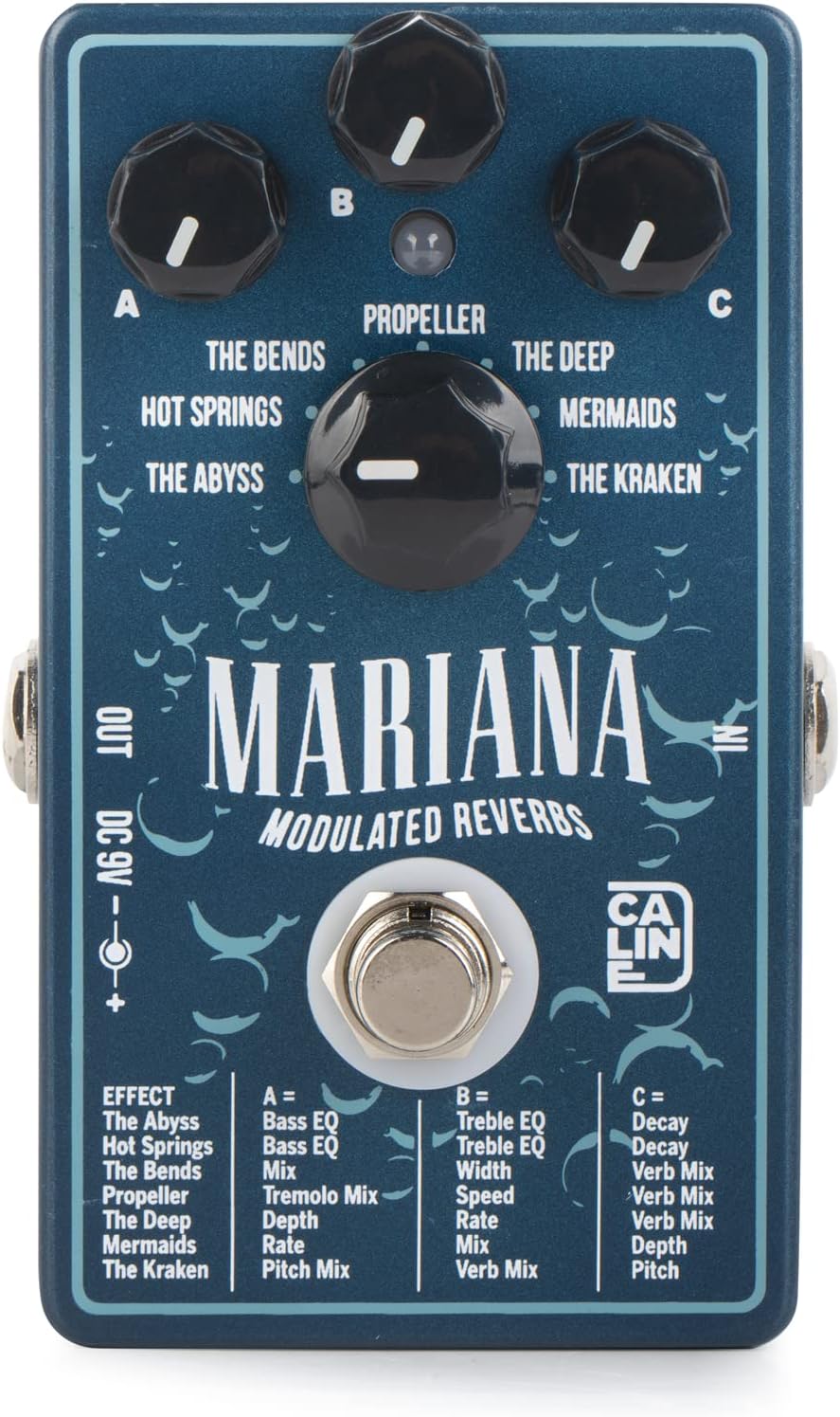 Caline CP-507 Mariana Modulated Digital Reverbs Guitar Effects Pedal (7 Kinds of Reverb) Aluminum Alloy Casing
