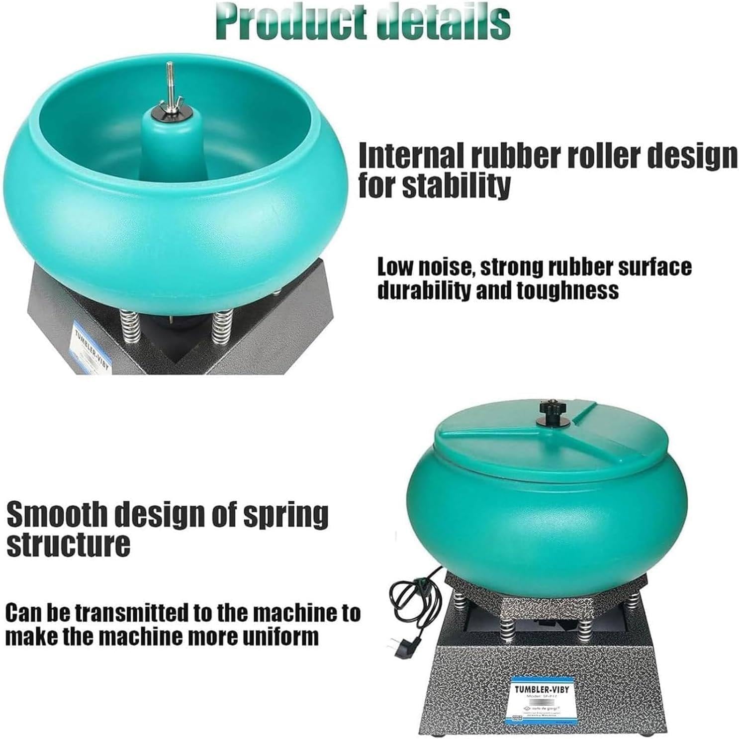 Vibrating Polisher, Electric Polisher, Professional Rock Tumbler Kit, Vibrating Polishing Drum, Strong Load Capacity for Grinding and Polishing Workpiece Surface, Jewelry Accessories,12L/3.17gal