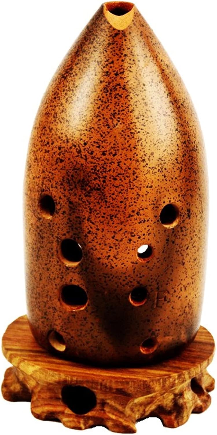 10-Hole Red Pottery Xun Professional Xun Double-Cavity Pen Holder F/G Tone Pottery Xun Beginners Wind Instruments Children Ocarina (Color : F)