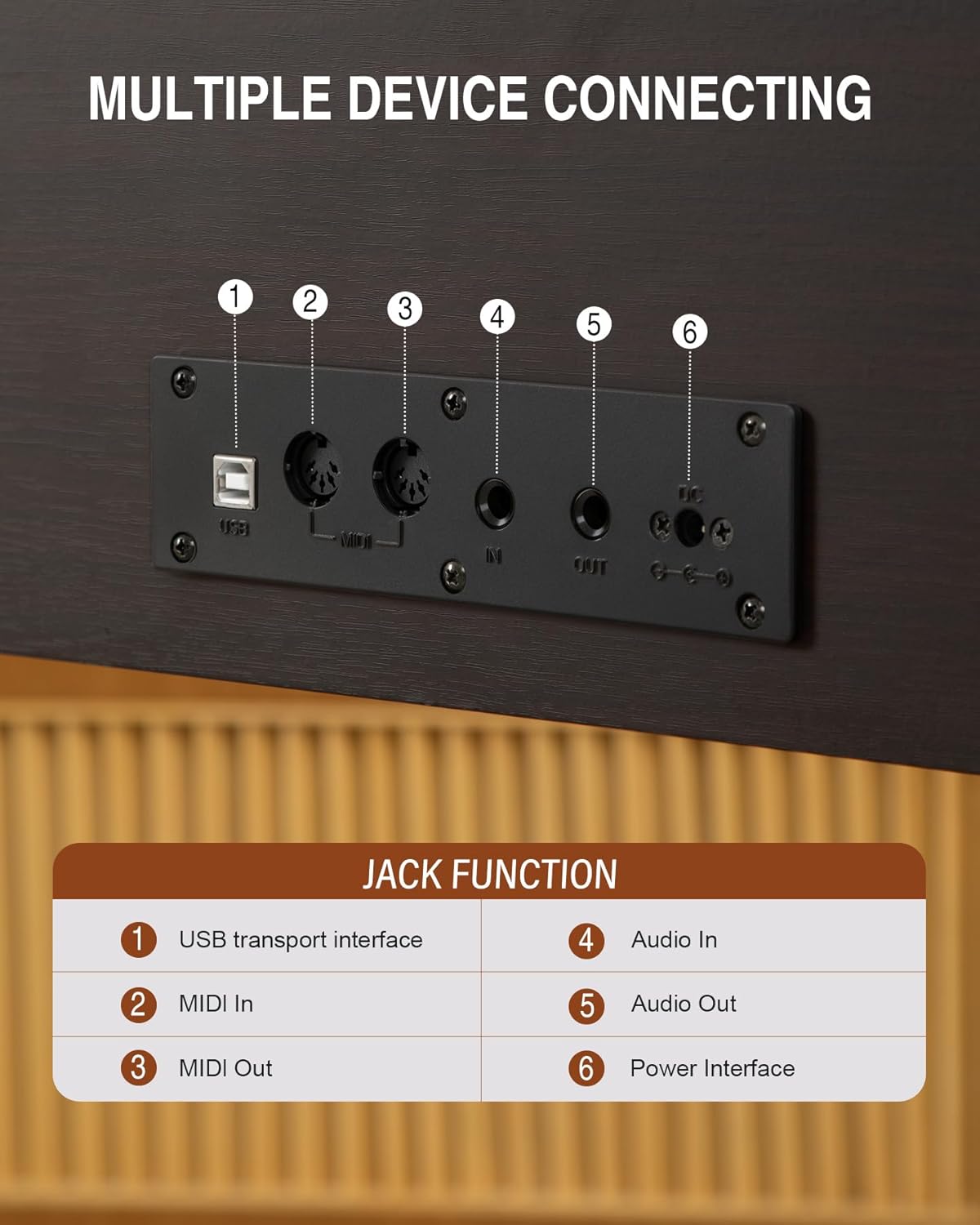 UMP-200 88 Key Weighted Action Digital Piano - with Furniture Cabinet Stand, Power Adapter，Triple Pedals，MP3 Function - Rosewood Vintage Style for Home Decoration