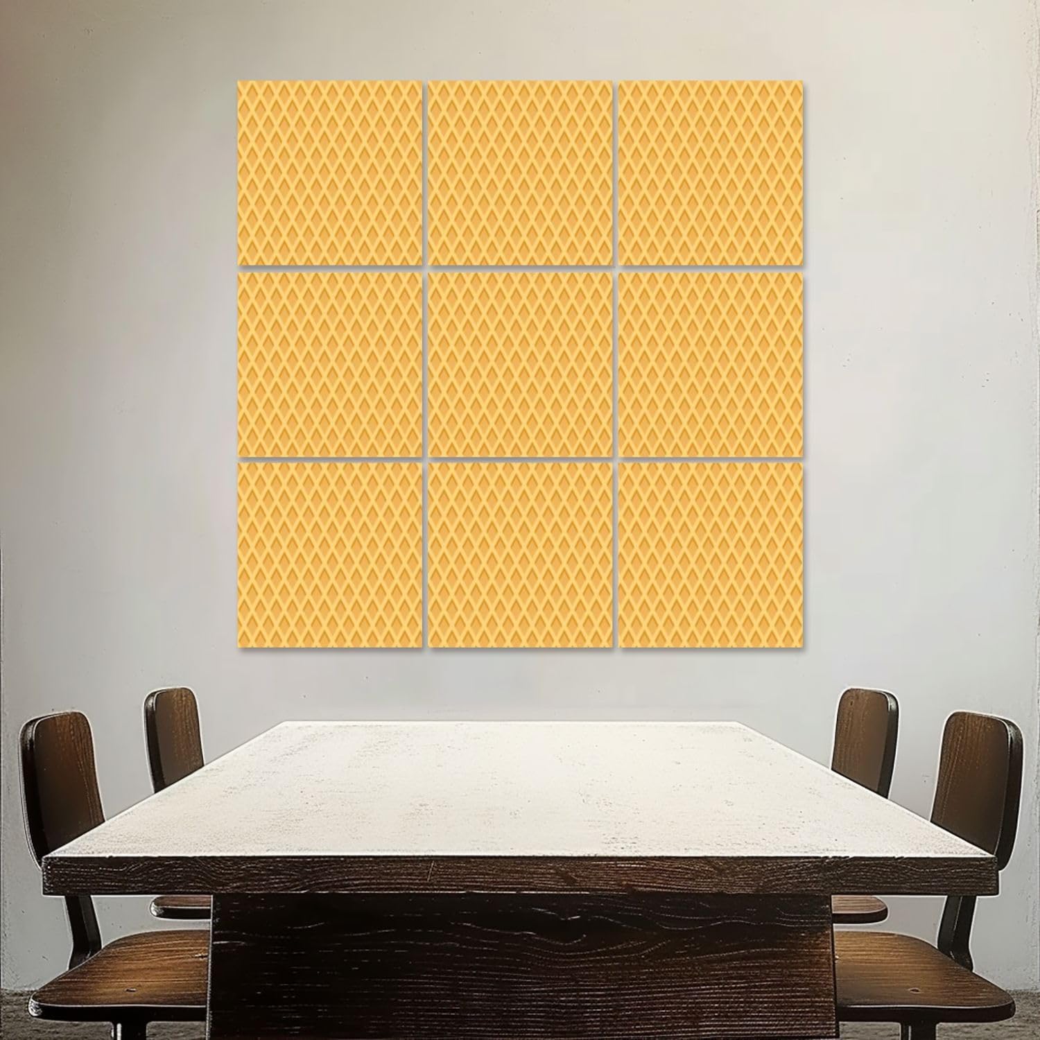 Art Acoustic Panels Self Adhesive Waffle ice cream cone texture sweet dessert wafer pattern space for 9 Packs Decorative Soundproof Wall Panels Large Sound Absorbing Panels for Home Office 60