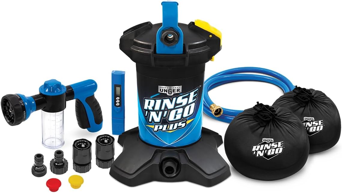 Unger Professional Rinse ‘n’ Go Spotless Car Washing System with Deionization Filter, Auto Cleaning Supplies for Deionized Water with Streak-Free Results, Great for Boats, Cars, RVs, and Solar Panels