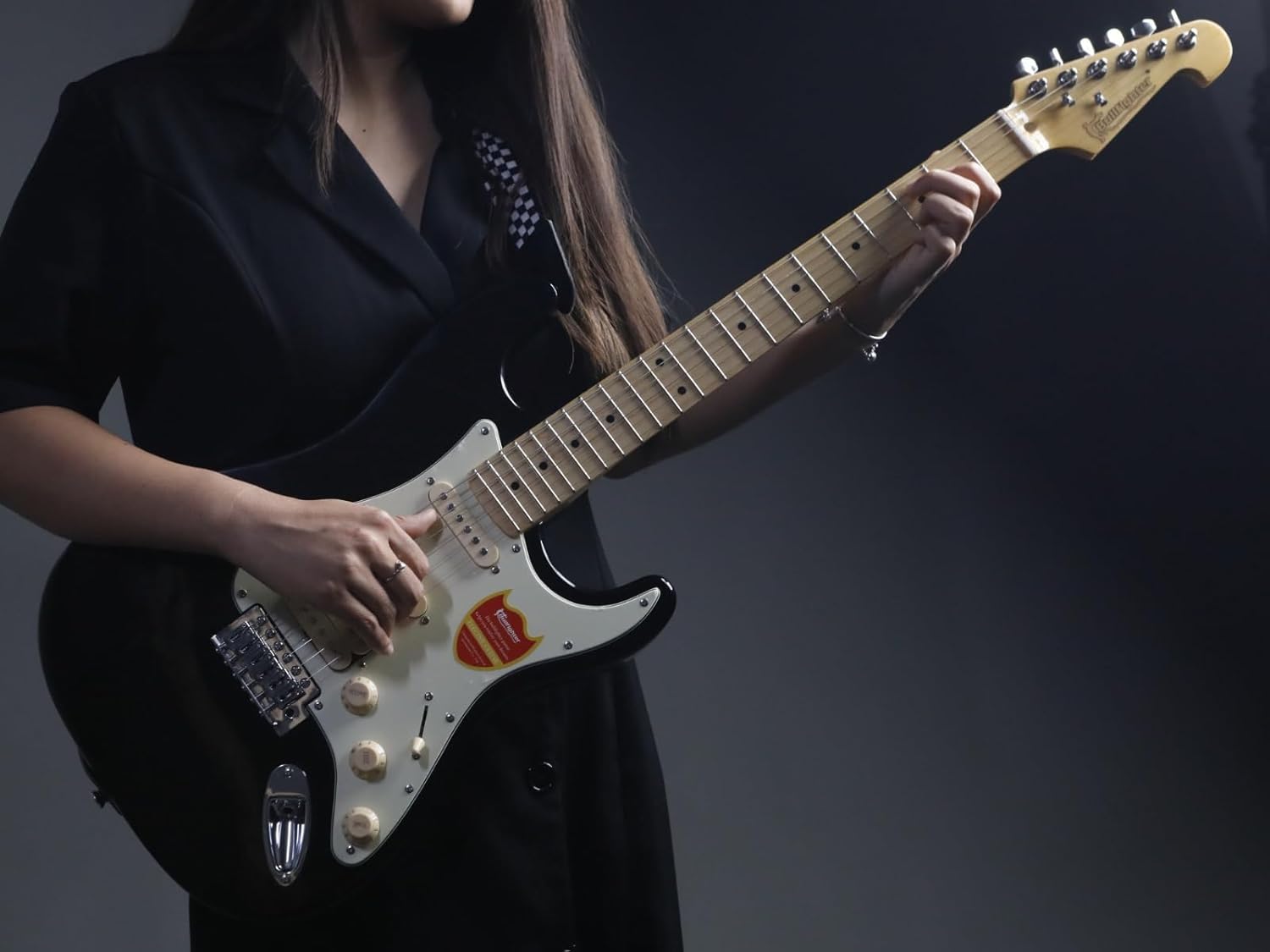 Bullfighter Electric Guitar for Music Lover Beginner 39 Inch Full Size Solid Body Electric Guitar Guitarra Beginner Kit ST SSH Series (Black)