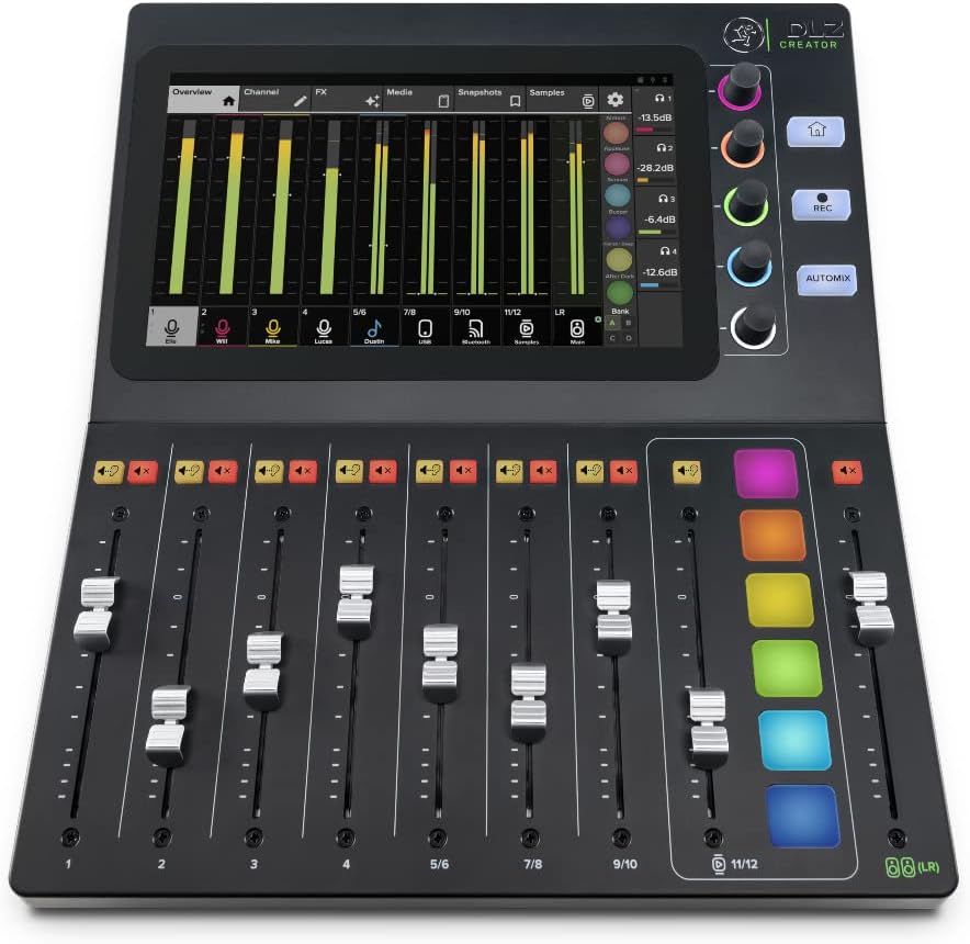 Mackie DLZ Creator Adaptive Digital Mixer for Podcasting, Content Creation, and Streaming with Zoom ZDM-1 Podcast Mic Pack, 32GB microSD Card and StreamEye Polishing Cloth