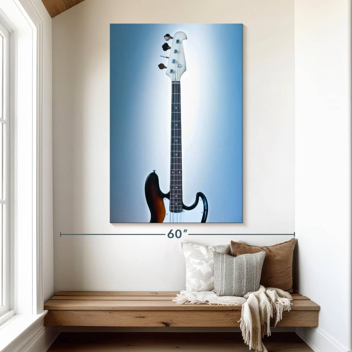 Elephant Stock - Cool Bass Guitar Wall Art - Vertical Canvas Wall Art - Living Room Wall Decor - Photography Music Canvas Art - Brown And Blue Decor - 34