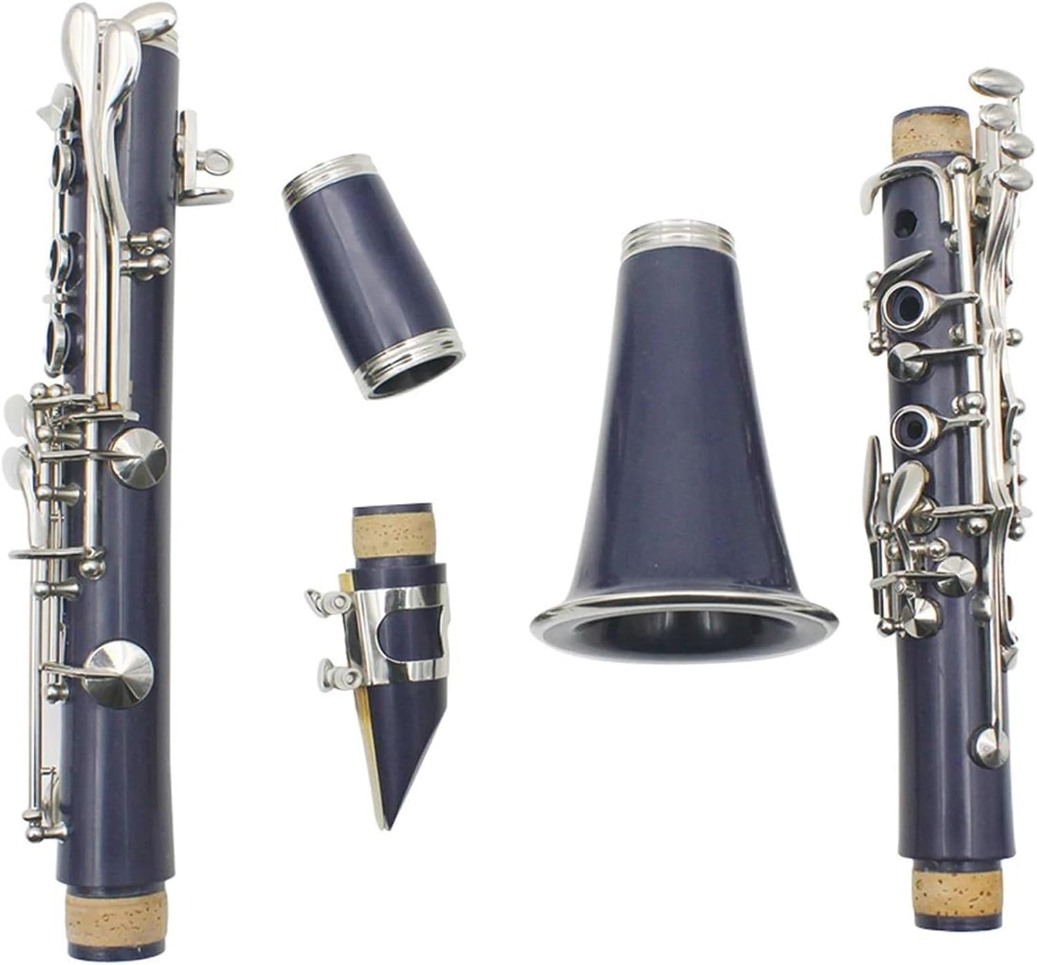 Clarinet Musical Instruments Dark Blue Bb Clarinet B Key Beginner Clarinet For School Orchestra Adults With Hard Shell Kit Stand Gloves(Set)