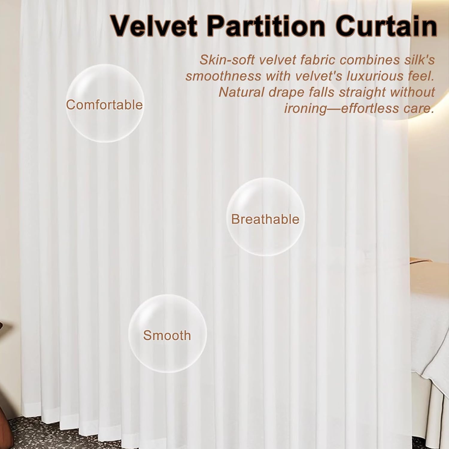 L-Shaped Room Divider Curtain, 90x47in Corner Sheer Voile Privacy Screen for Beauty Salon, Studio Apartment, Bedroom Partition, Decorative Wall Mount Privacy Curtains with Metal Rods (White)