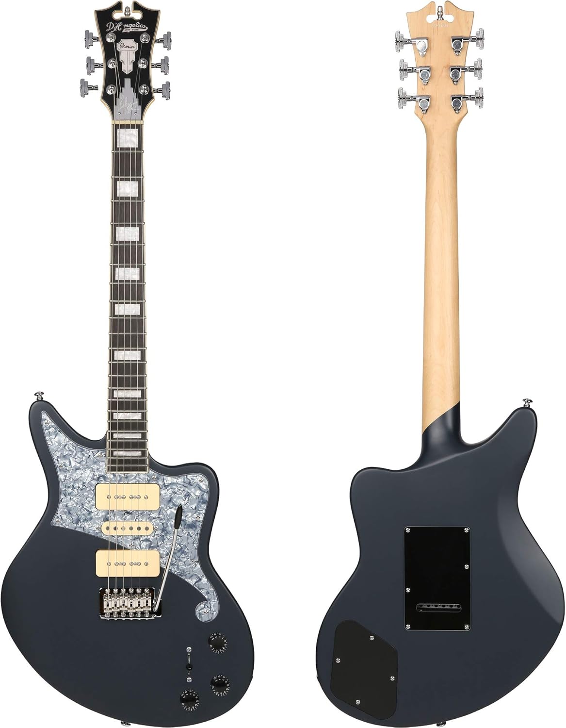 D'Angelico 6 String Solid-Body Electric Guitar, Right, Stone (DAPBEDBWMSTCTR)