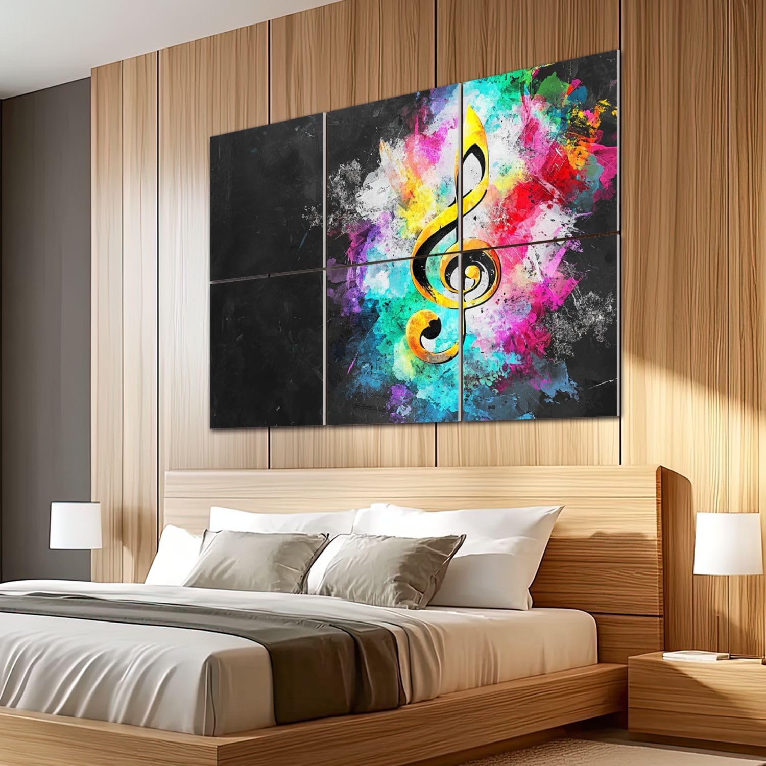 6 Pack Art Acoustic Panels Sound Absorbing Music Modern Musical Note Beautiful Notes Treble Clef Splashes Of Decorative Soundproof Wall Panels Self Adhesive for Recording Studios Office 72