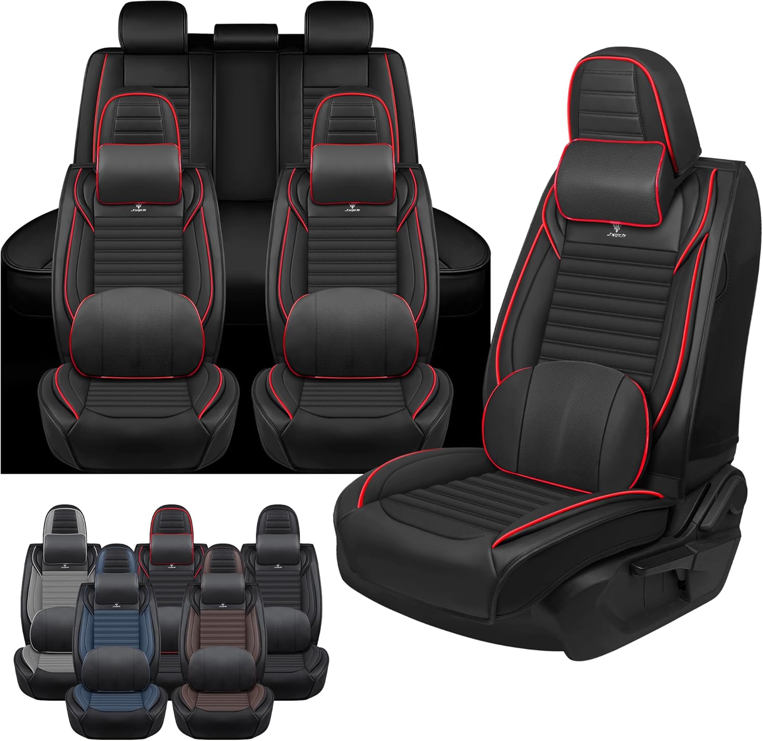 Car Seat Covers for Toyota C-HR 2018-2022 Nappa Leather Vehicle Seat Protector, Anti-Slip Waterproof Breathable Easy to Install, Auto Interior Accessories(5 Seats, Black&Red, Luxury)