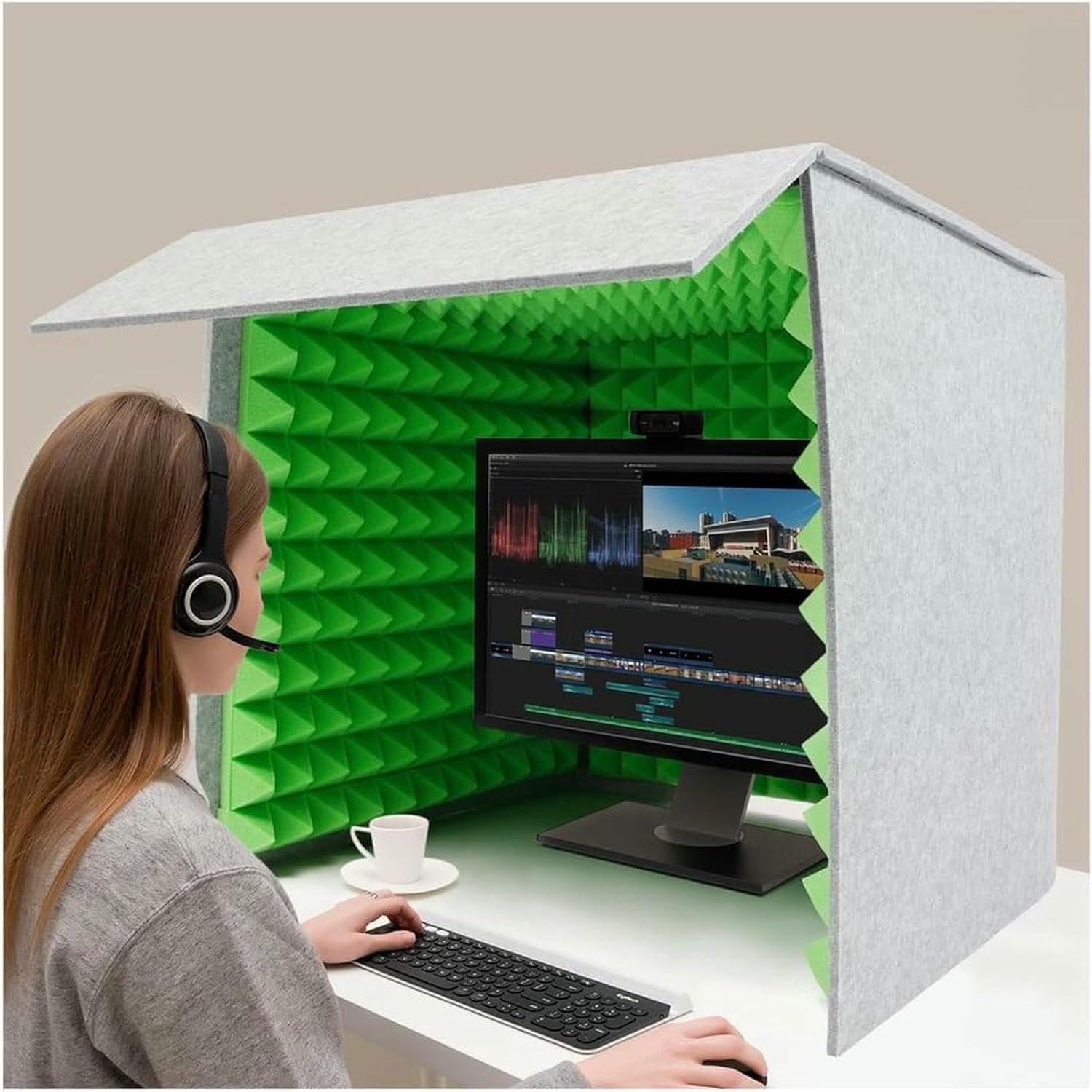 Foldable Small Recording Booth, Modern Portable Vocal Studio with High-Density Sponge, Desktop Soundproof Cover for Bedroom Home, Decreg Noise