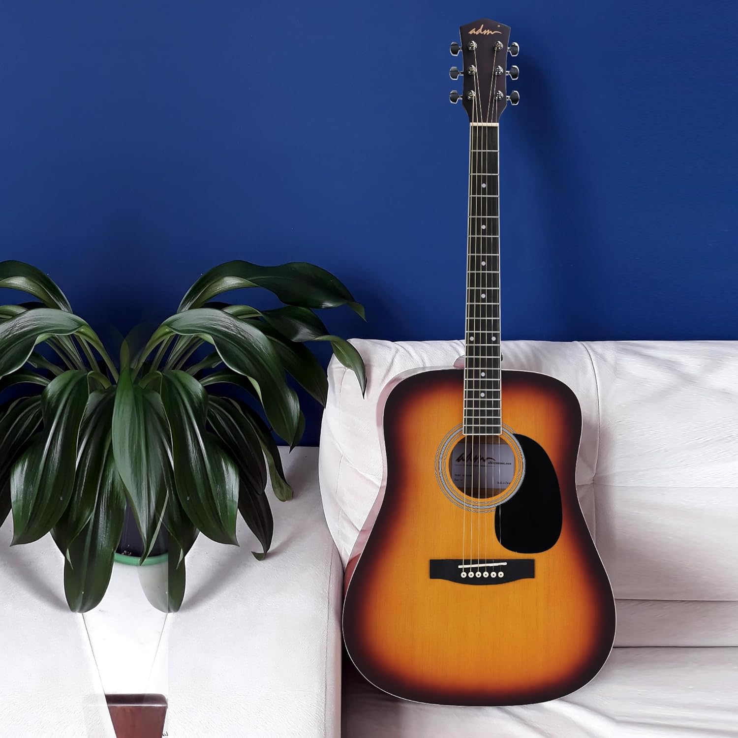 ADM Dreadnought Acoustic Guitar Kit with Free Lesson for Beginner Adult Teen Full Size Acustica Guitarra Starter Bundle Set w/Bag Strap Tuner Capo Pickguard Music Stand Right Hand(Sunburst, 41 Inch)