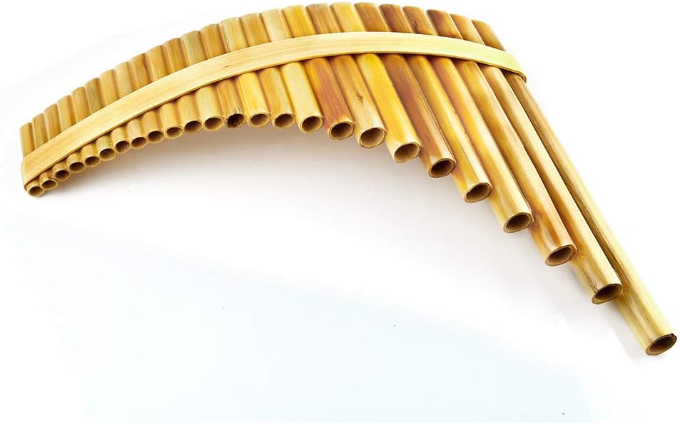 Upscale Romanian Folk Instrument Natural Reed Pan Flute Panpipes G Key Wind Pan flute Flauta Handmade (25 Pipes Left Hand, Wood)