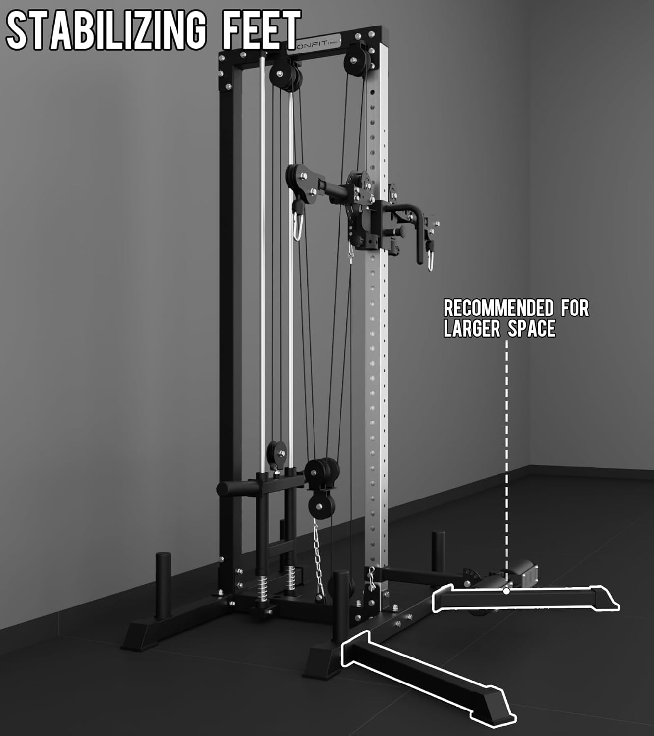 Eonfit Cable Machine for Home Gym, LAT Pulldown Cable Crossover Machine Workout Station Pulley System Tower with Leg Holder, LAT Bar, Foot Board Accessories