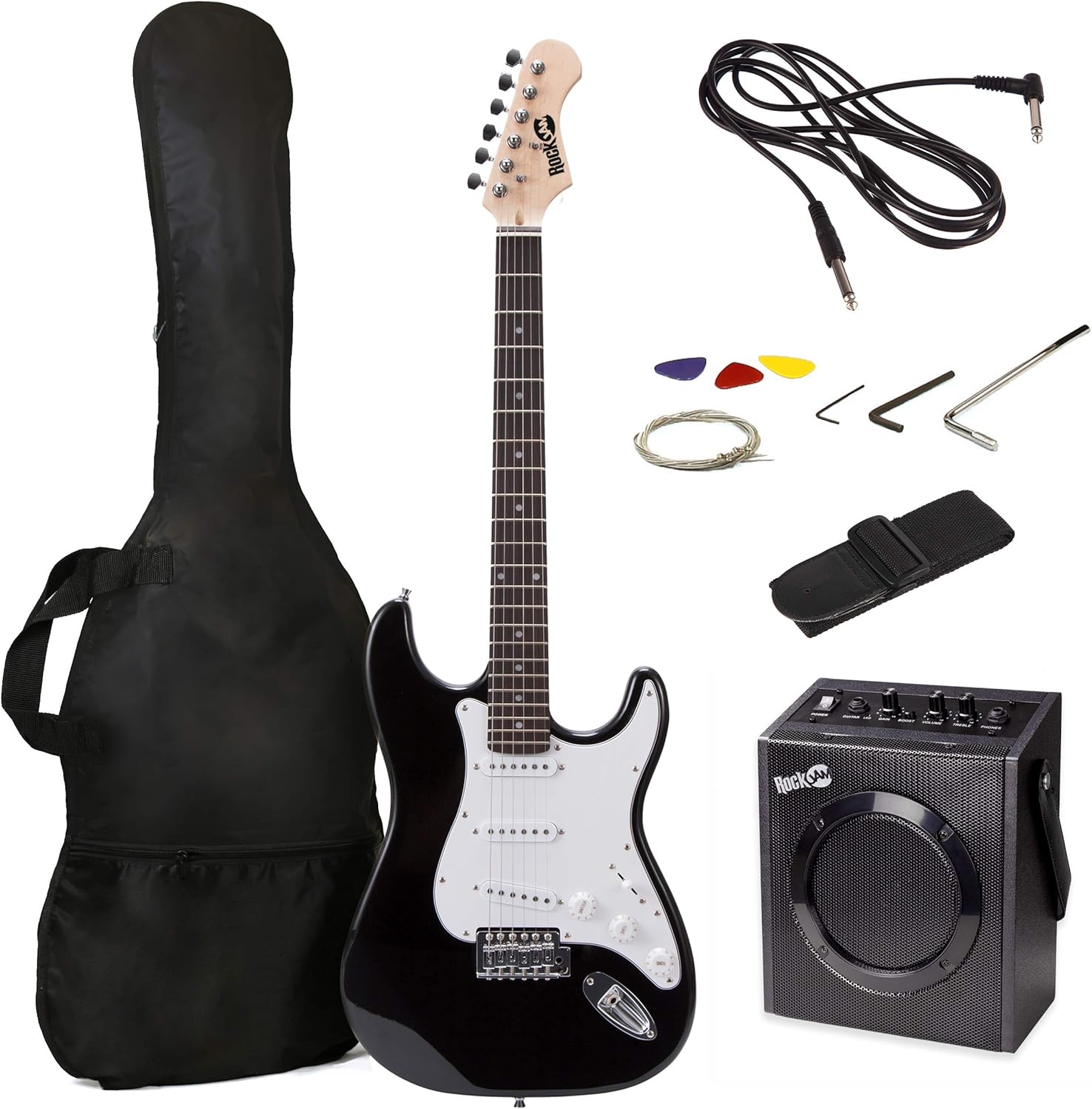 RockJam Electric Guitar Kit with 10-Watt Amp, Gig Bag, Picks, Spare Strings & Lessons