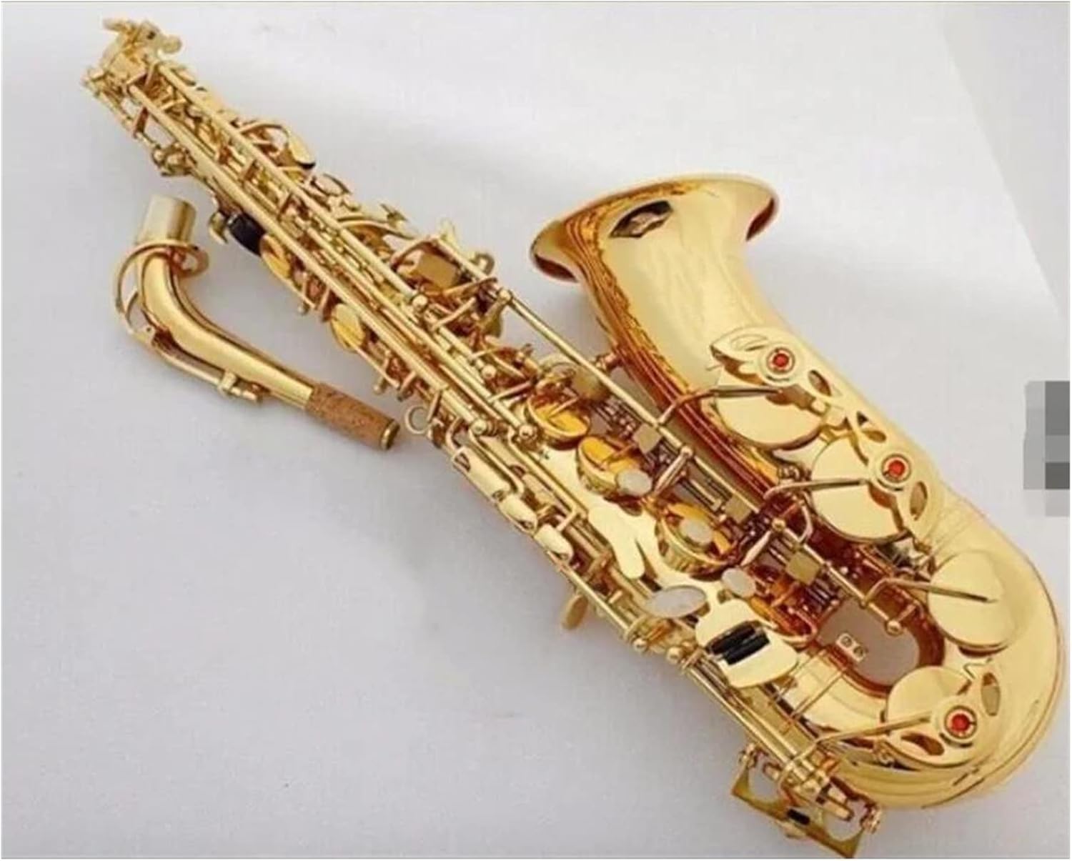 Straight Bb Saxophone Brass Saxophone Gold Lacquer Woodwind Instrument with Case Reed Brush Cleaning Cloth Student Saxophone