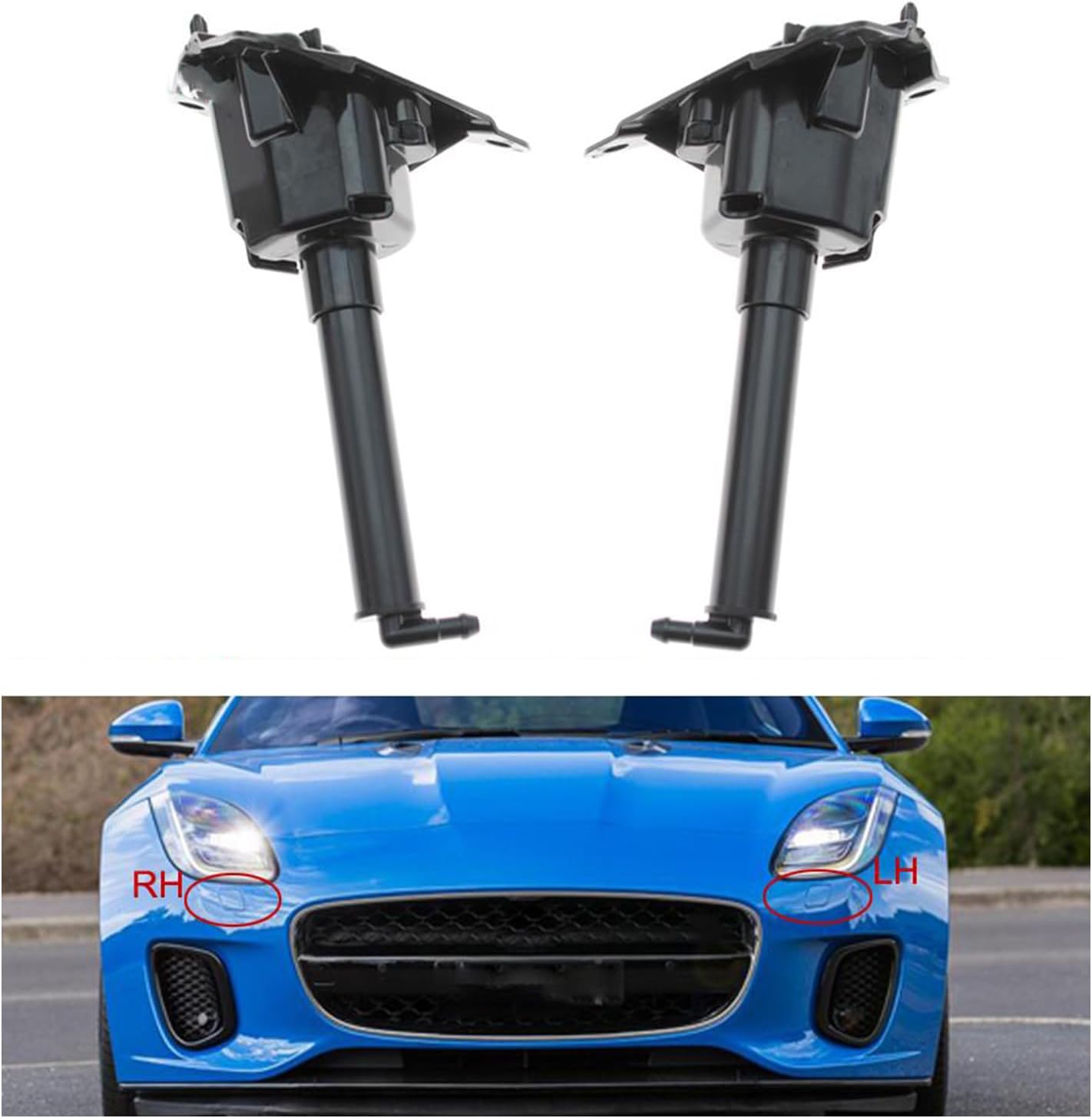 Car Headlight Washer Nozzle 2Pcs Car Headlight Washer Nozzle Head Light Cleaning Jet Pump T2H3654 T2H3656 Water Sprayer for Jagua for Xf 2016-2021
