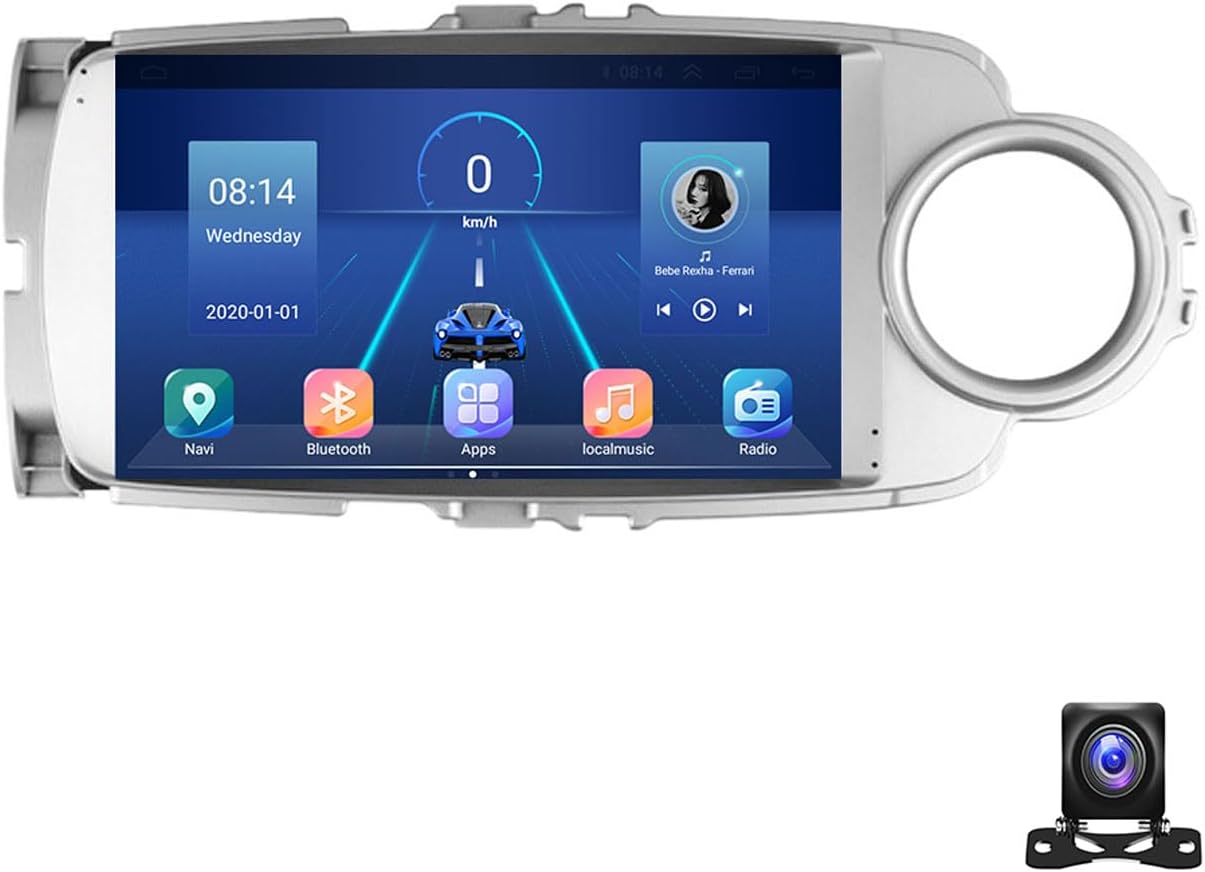 Double Din Car Stereo Bluetooth MP5 Player with Carplay/Android Auto, 9 Inch Touchscreen Radio Receiver with 720P AHD Backup Camera, for Toyota Yaris 2012~2017 Support 4G/SWC/DSP,RHD,M150S