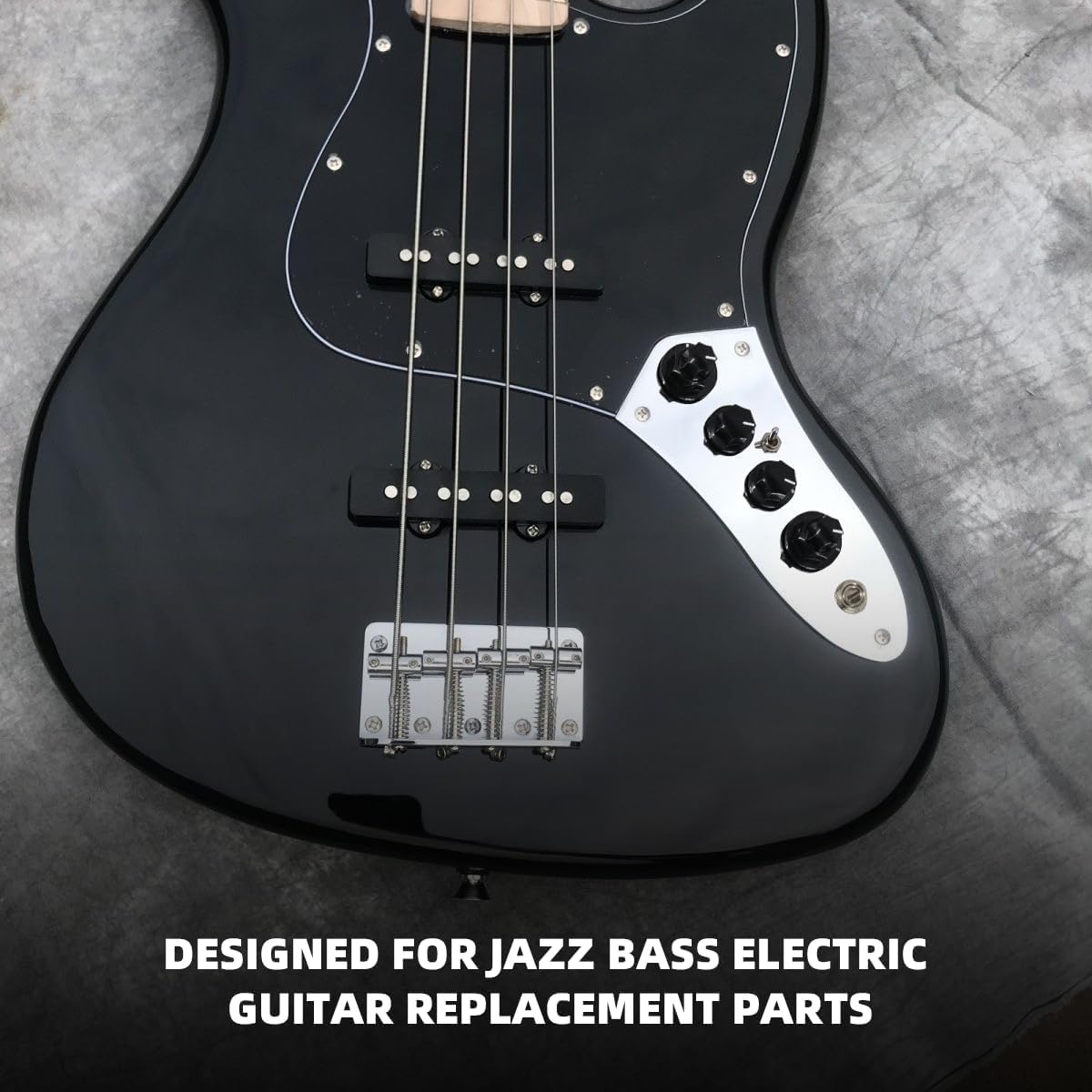 Jazz Bass Guitar Prewired Full Loaded Plus Control Plate System with Guitar Pickups Set, Alnico 5 Neck/Bridge Pickup for Jazz Bass 4 String Bass Guitar Replacement Parts