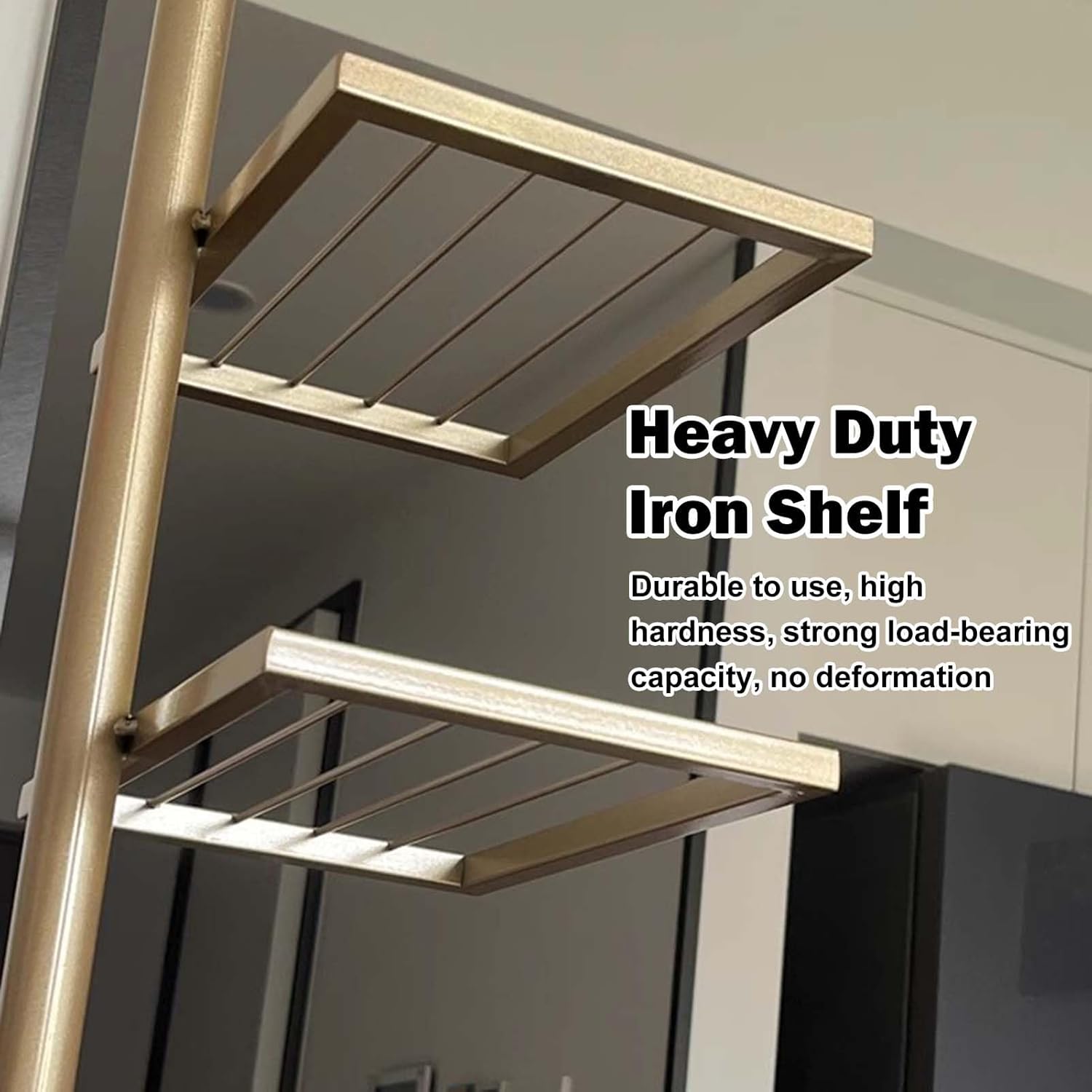 Tall Vertical Spine Book Tower, Space Saving Corner Bookshelf, Multipurpose Storage Rack Book Organizers, Floating Book Shelves Floor Standing(Gold,6-Tier 115cm (45