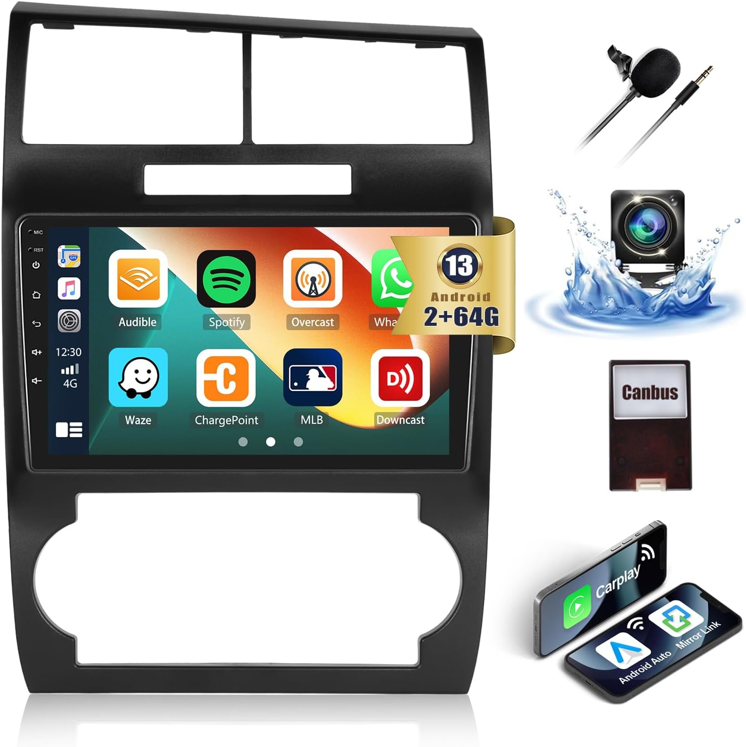 2+64GB Car Stereo Radio for Dodge Charger Magnum 2006 2007 with Wireless CarPlay Android Auto 9