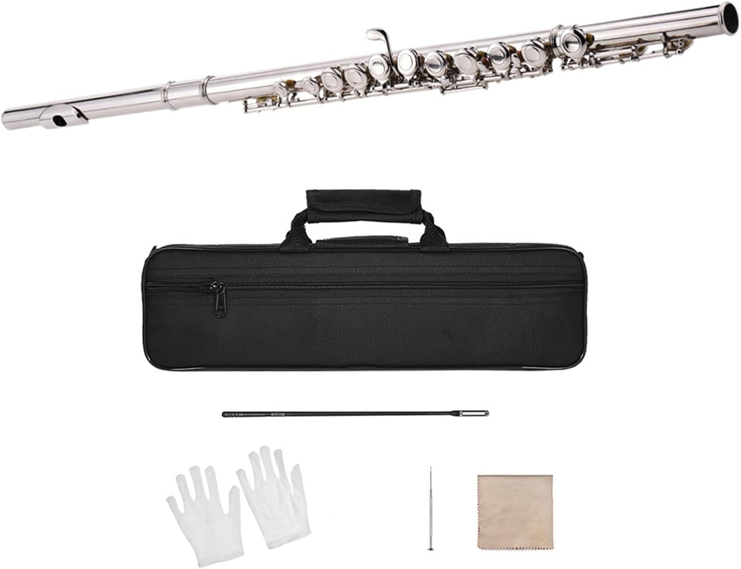 Flute Flute Silver Plated 16 Holes C Key Cupronickel Woodwind Instrument with Bag Flutes Musical Instruments