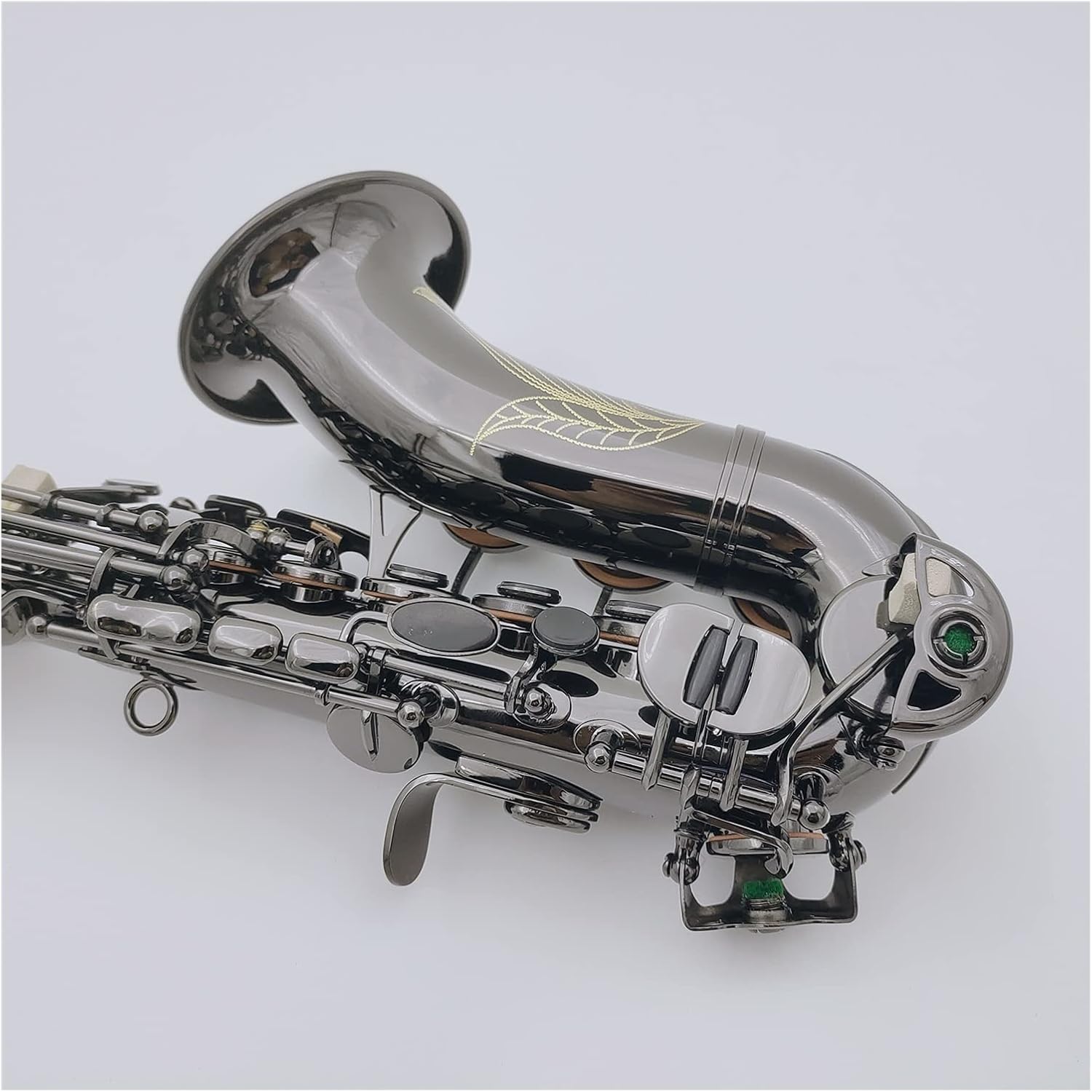 Sax Beginners Kit Curved Soprano Saxophone B Flat Black Nickel Plated Professional Musical Instrument with Case Wind Instrument (Color : Dark Grey)