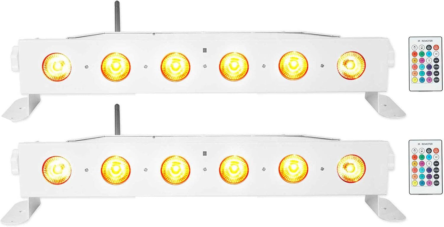 Rockville Best Strip 60 White Rechargeable Wash Light Bar, RGBWA UV, Wireless Control, for DJs, Stage and Events, 2-Piece