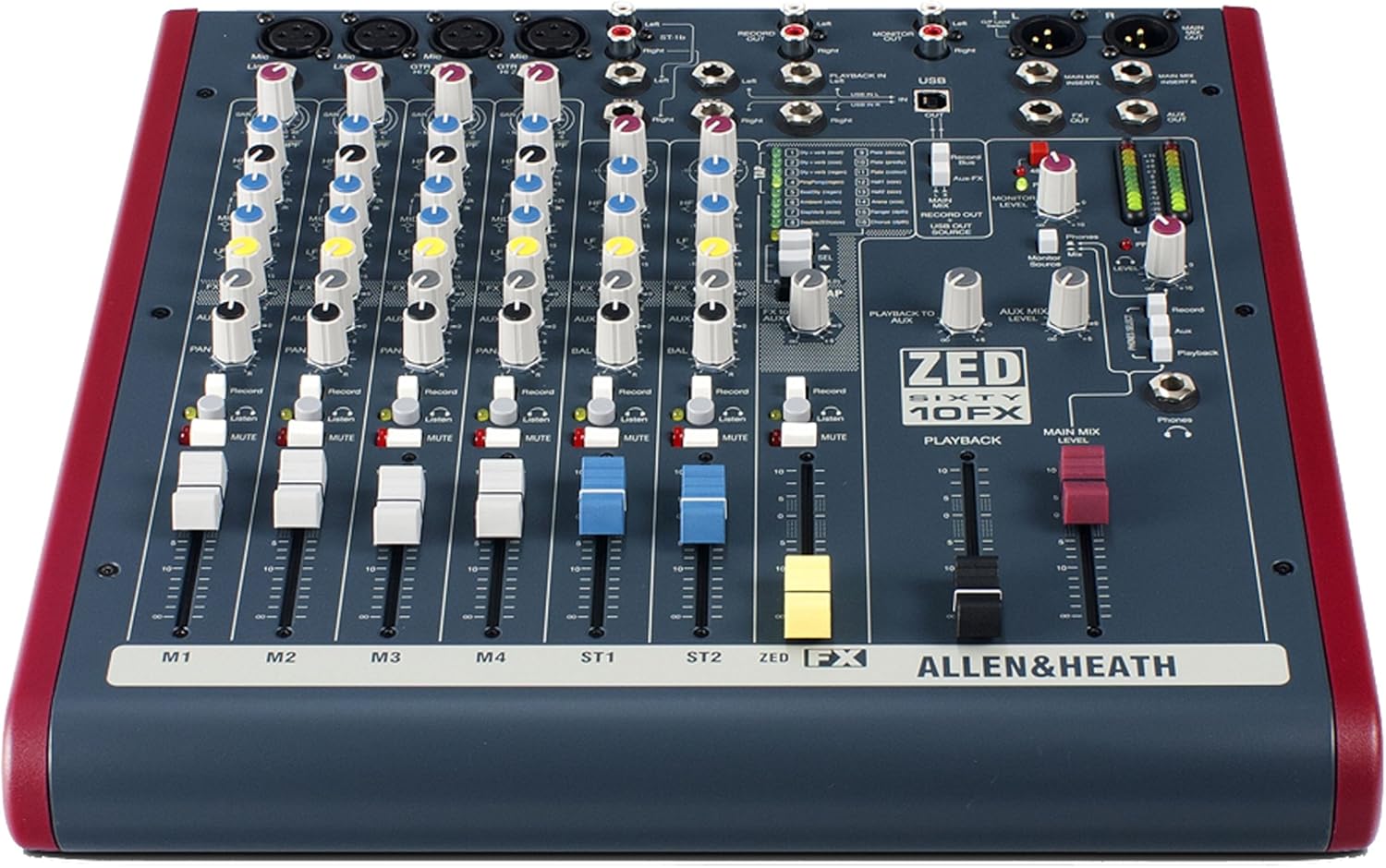Allen & Heath ZED60-10FX - Touring Quality Audio Mixer with 2 Mic/Line, 2 Mic/Line/DI, 3 Stereo Line, Onboard FX and USB I/O (AH-ZED60-10FX)
