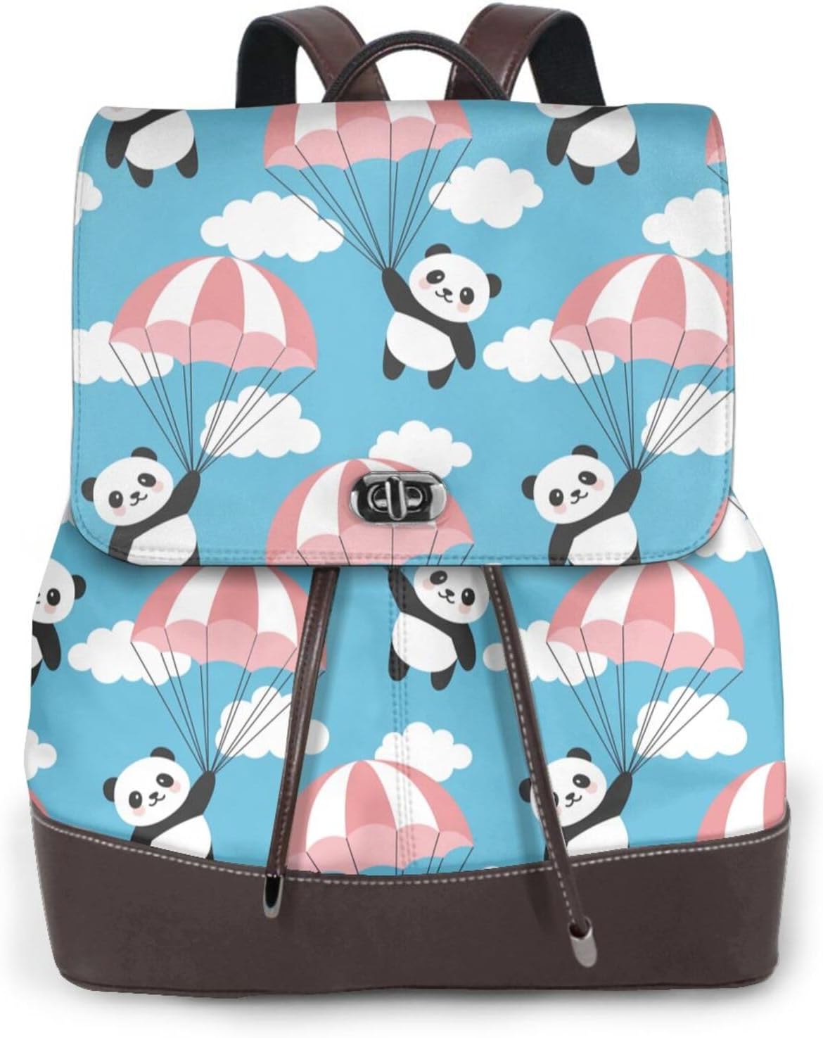 Panda Flying in the Sky for Womens Backpack Purse Microfiber PU Anti-theft Large Fashion Designer Travel Bag Ladies Shoulder Bags