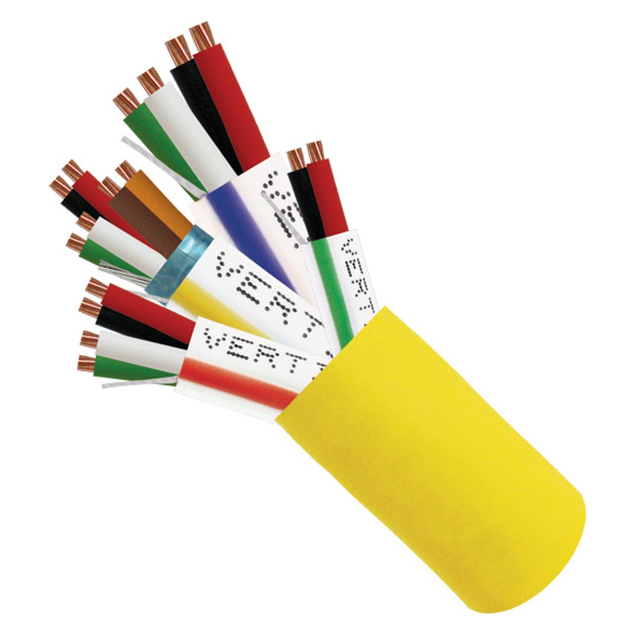 Vertical Cable Access Control Cable Plenum: 22 AWG/3 Pair Shielded + 18AWG/4 Conductor + 22 AWG/4 Conductor + 22AWG/2 Conductor, Stranded Bare Copper Conductors, 500ft Spool, Yellow