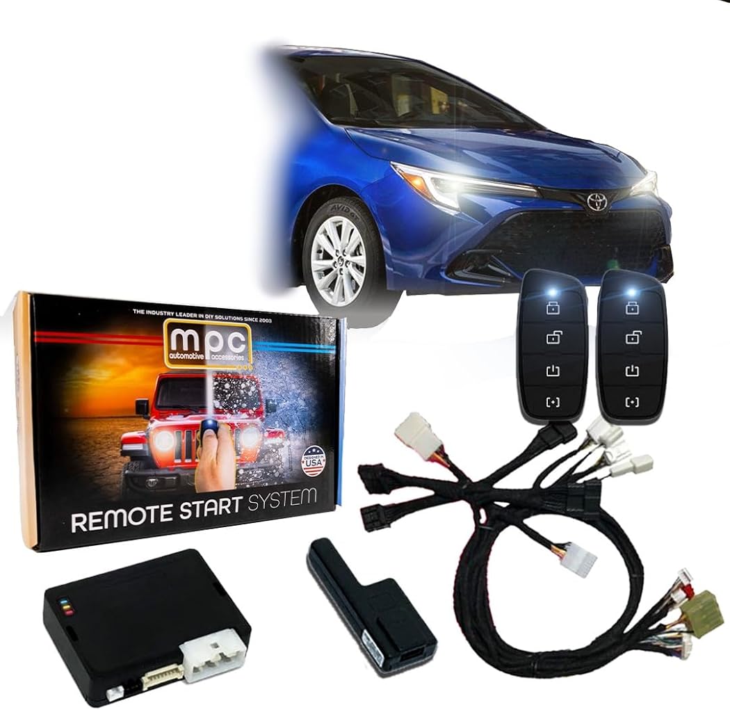 MPC Remote Starter Compatible with 2023-20245Toyota Corolla | Plugin T-Harness - (2) Extended Range 4-Button 2-Way Remotes - Up to 3,000 ft - Firmware Preloaded - USA Tech Support