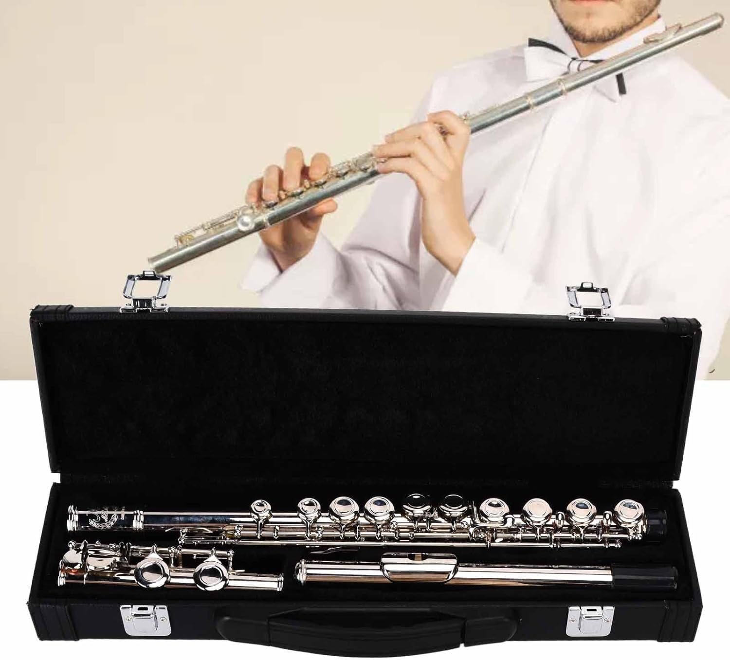 Flute, C Tone Flutes Good Air Tightness Strong Penetrating Power Wind Instrument with Mounting Tools for Symphony Performances