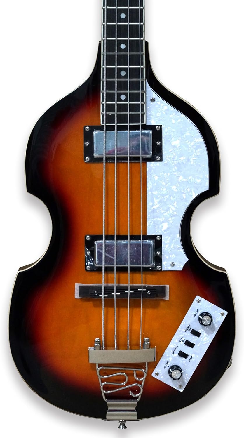 TARIO Violin Bass Guitar Sunburst Basswood Body Hard Maple Neck